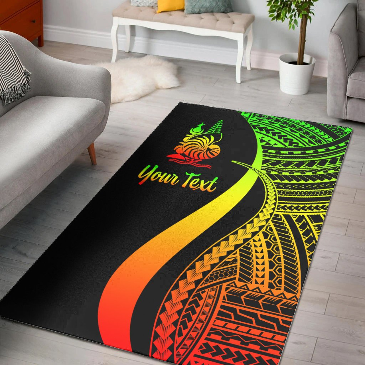 New Caledonia Custom Personalised Area Rug - Reggae Polynesian Tentacle Tribal Pattern Polynesian 1