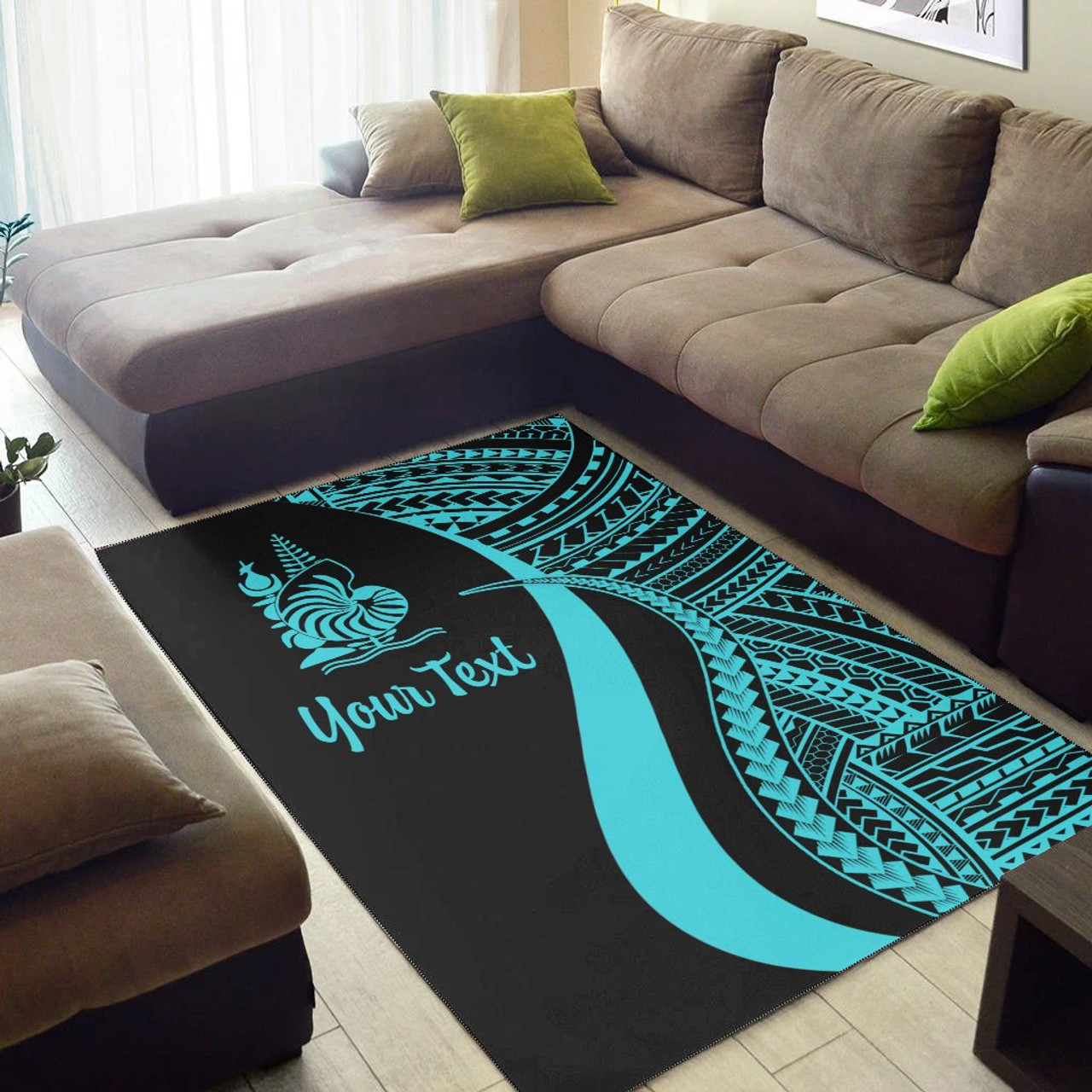 New Caledonia Custom Personalised Area Rug - Turquoise Polynesian Tentacle Tribal Pattern Polynesian 2