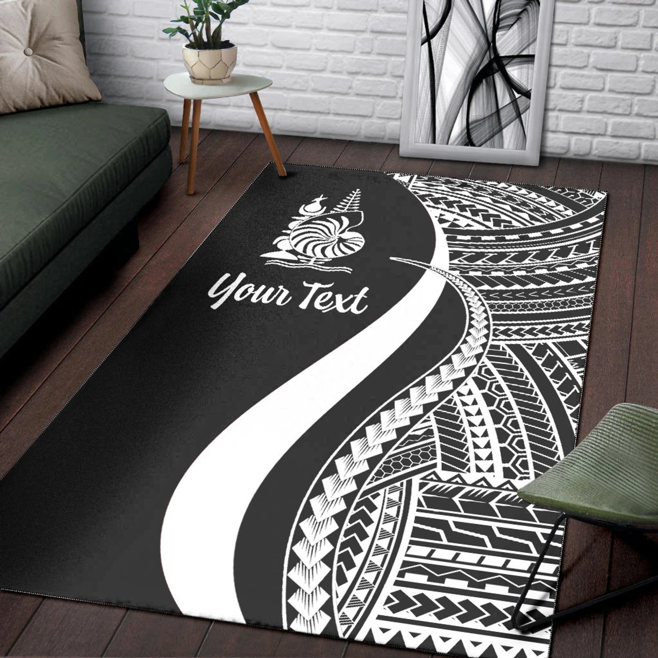 New Caledonia Custom Personalised Area Rug - White Polynesian Tentacle Tribal Pattern Polynesian 3