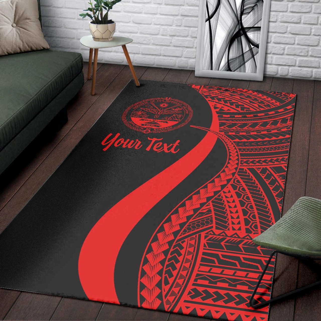 Marshall Islands Custom Personalised Area Rug - Red Polynesian Tentacle Tribal Pattern Crest Polynesian 3