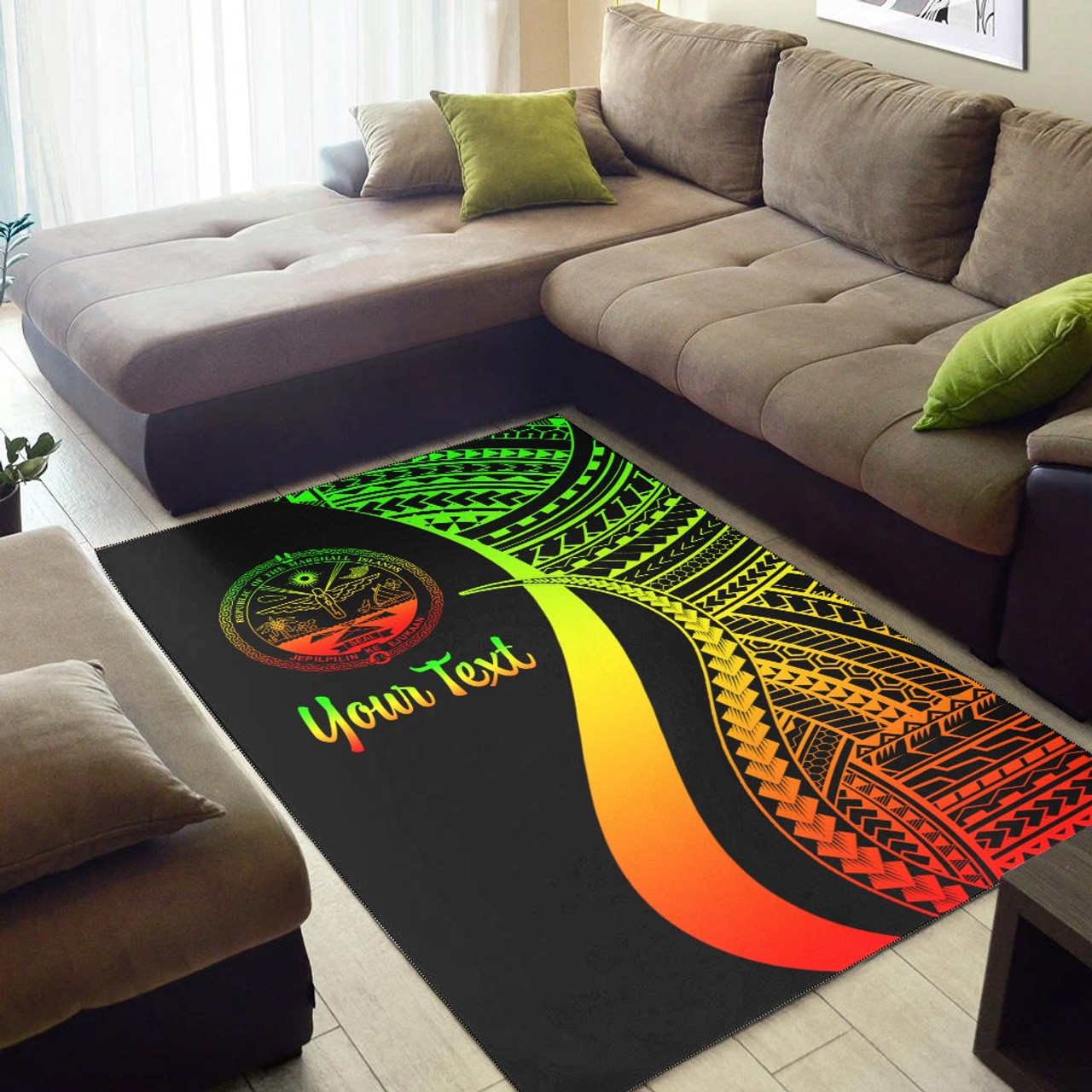 Marshall Islands Custom Personalised Area Rug - Reggae Polynesian Tentacle Tribal Pattern Crest Polynesian 2