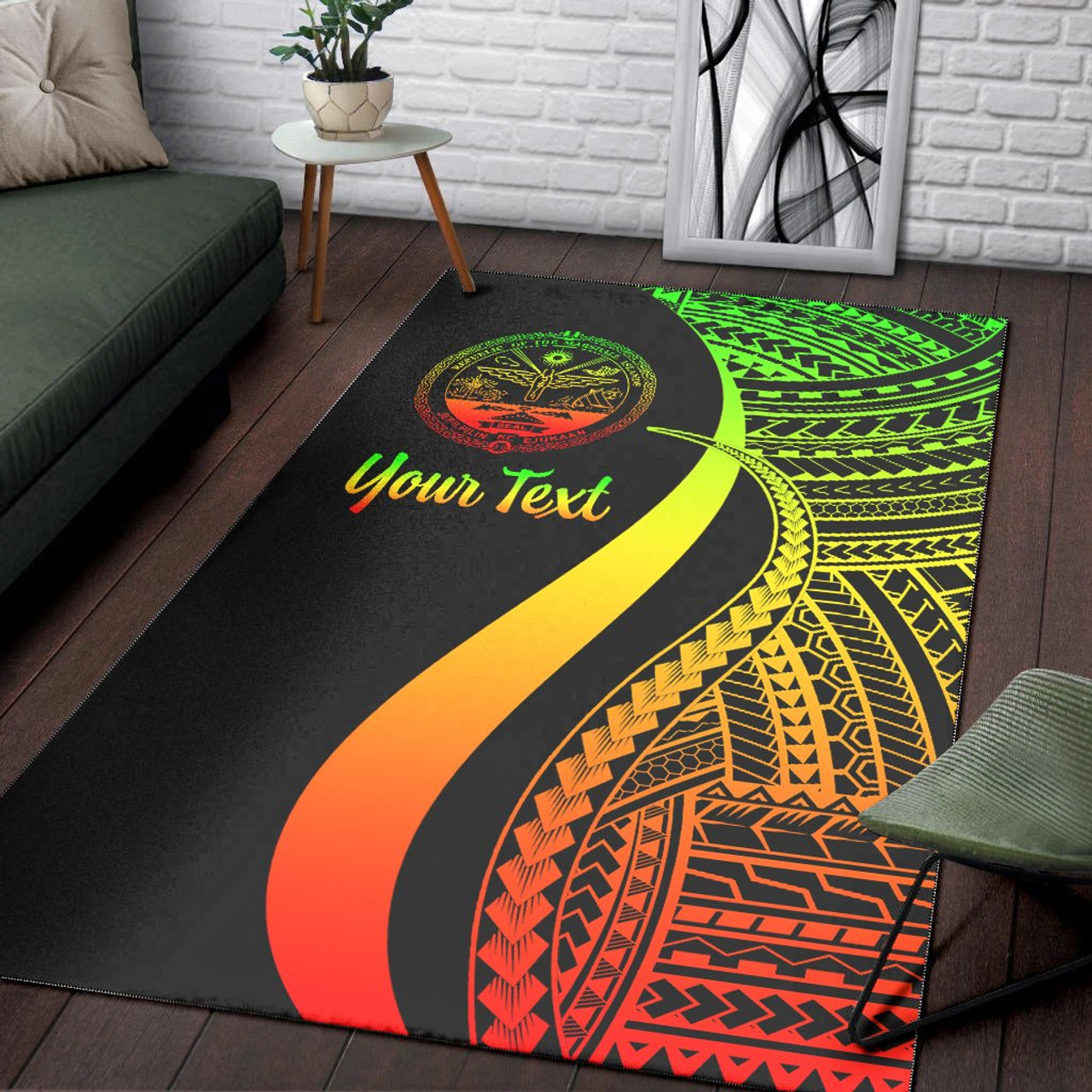 Marshall Islands Custom Personalised Area Rug - Reggae Polynesian Tentacle Tribal Pattern Crest Polynesian 3
