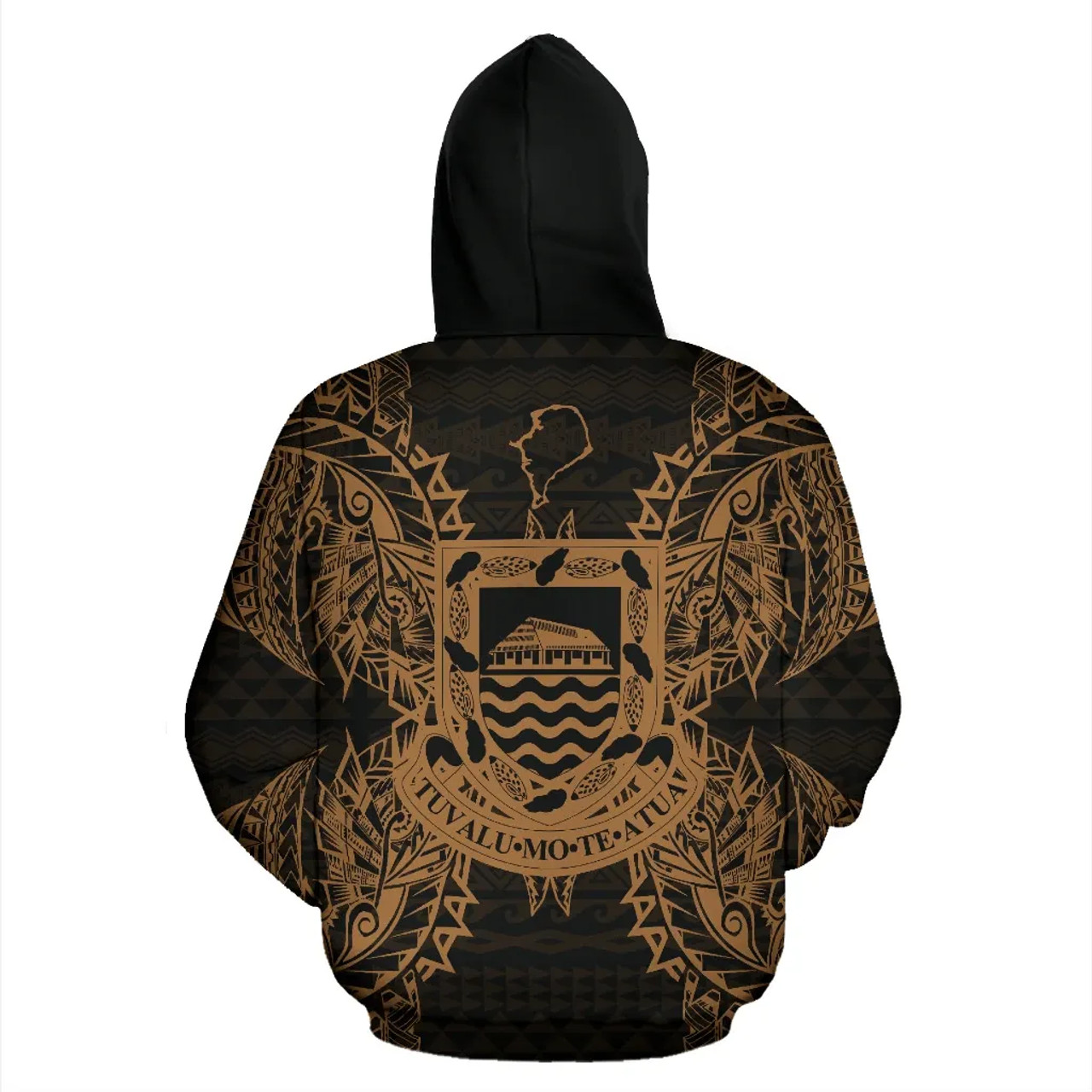Tuvalu Polynesian ll Over Hoodie Map Gold