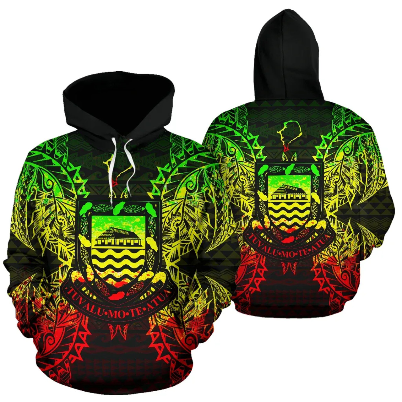 Tuvalu Polynesian ll Over Hoodie Map Reggae