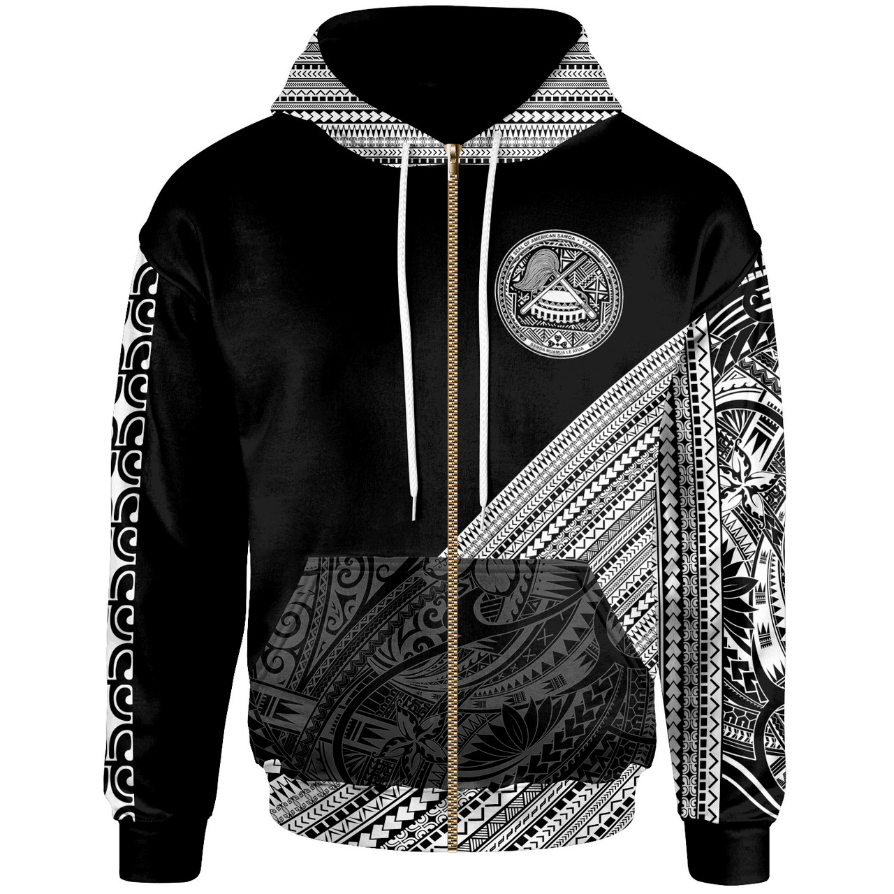 American Samoa  Hoodie - Polynesian Diagonal Pattern