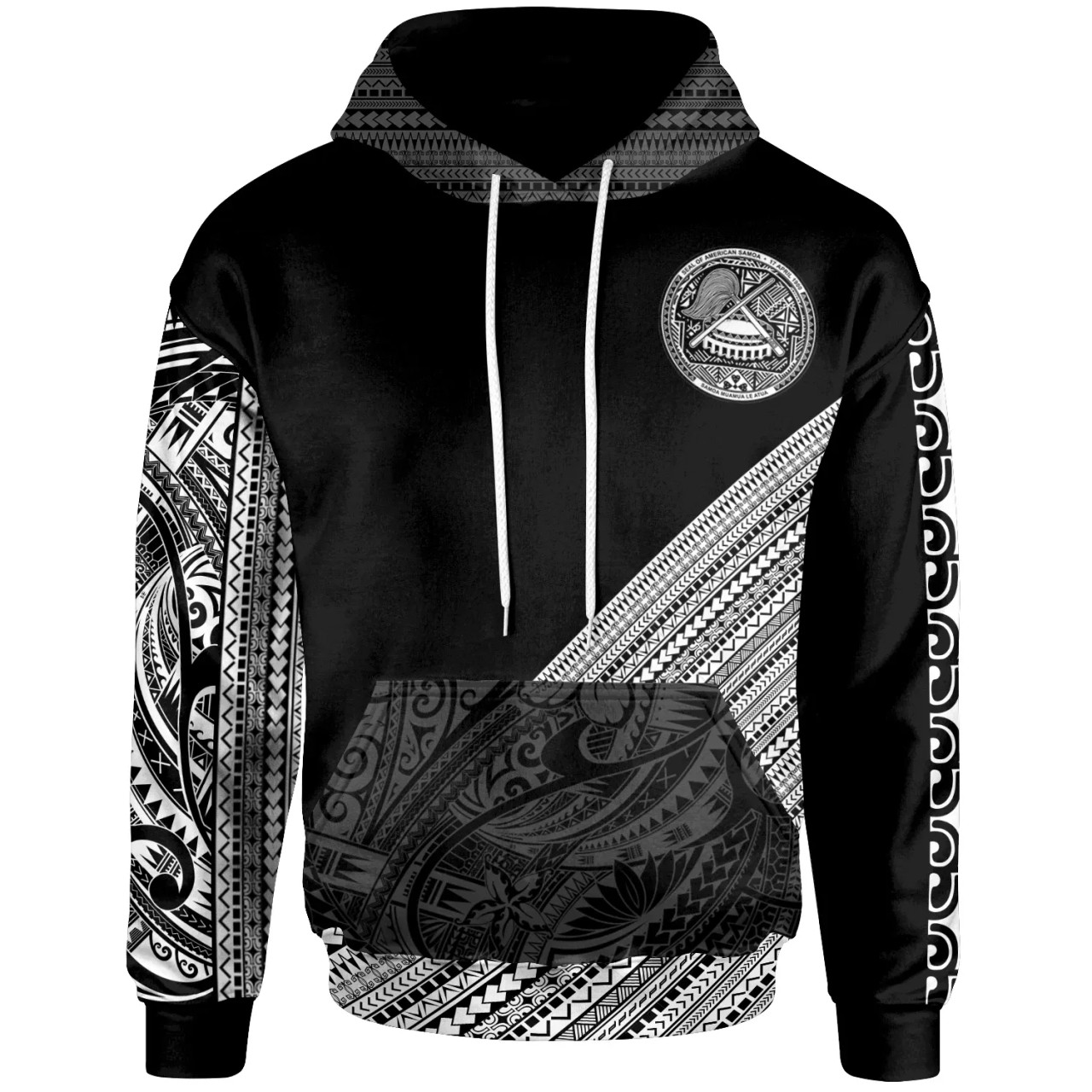 American Samoa  Hoodie - Polynesian Diagonal Pattern