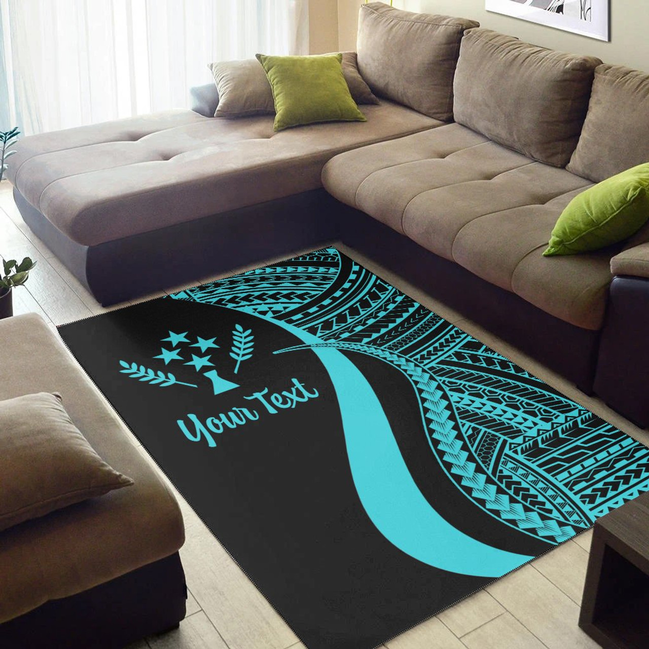 Korsae Custom Personalised Area Rug - Turquoise Polynesian Tentacle Tribal Pattern Polynesian 2