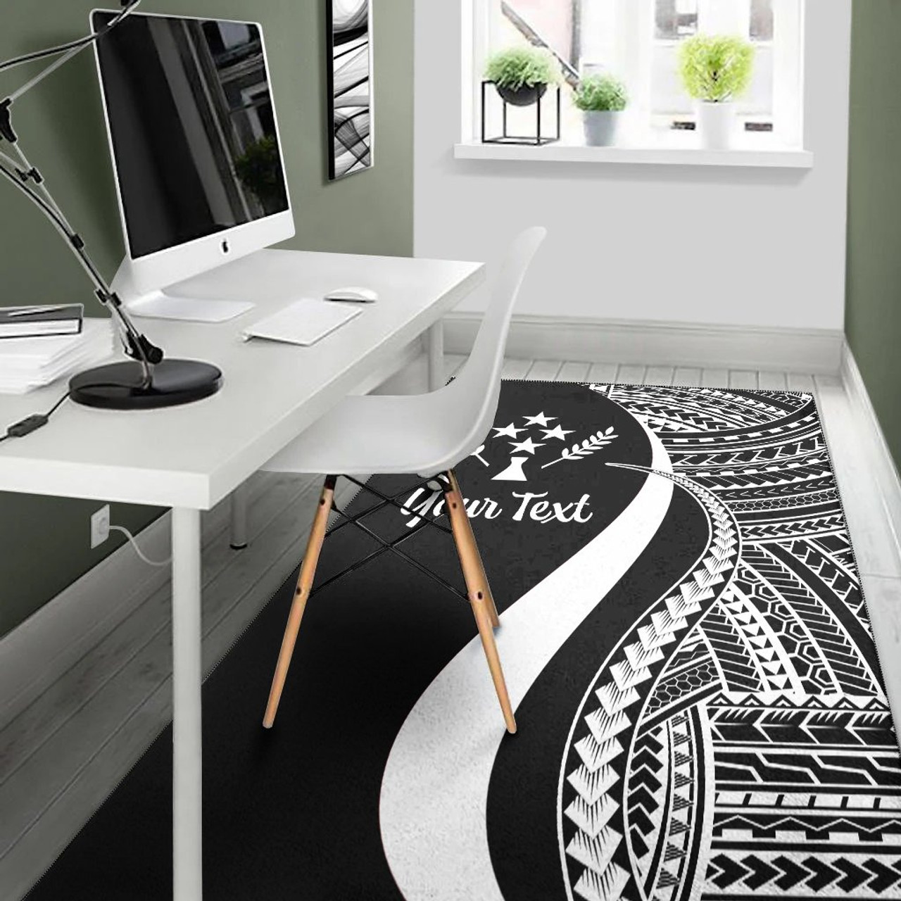 Korsae Custom Personalised Area Rug - White Polynesian Tentacle Tribal Pattern Polynesian 4