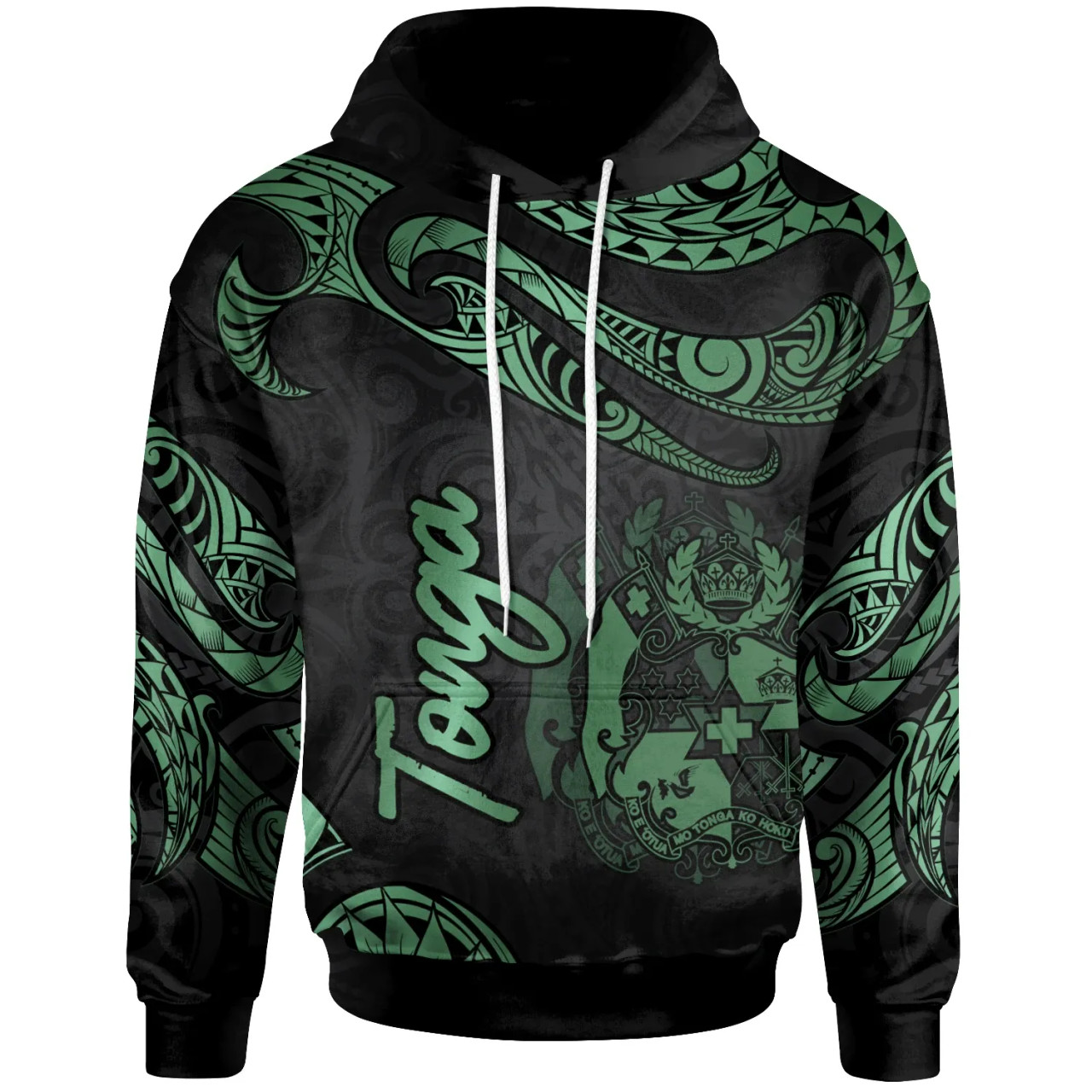 Tonga Polynesian Hoodie - Poly Tattoo Green Version