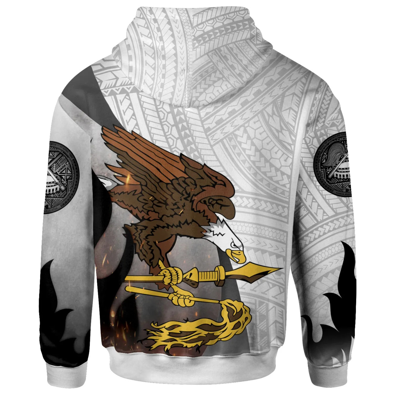 American Samoa Hoodie - Polynesian Eagle Fire White Style