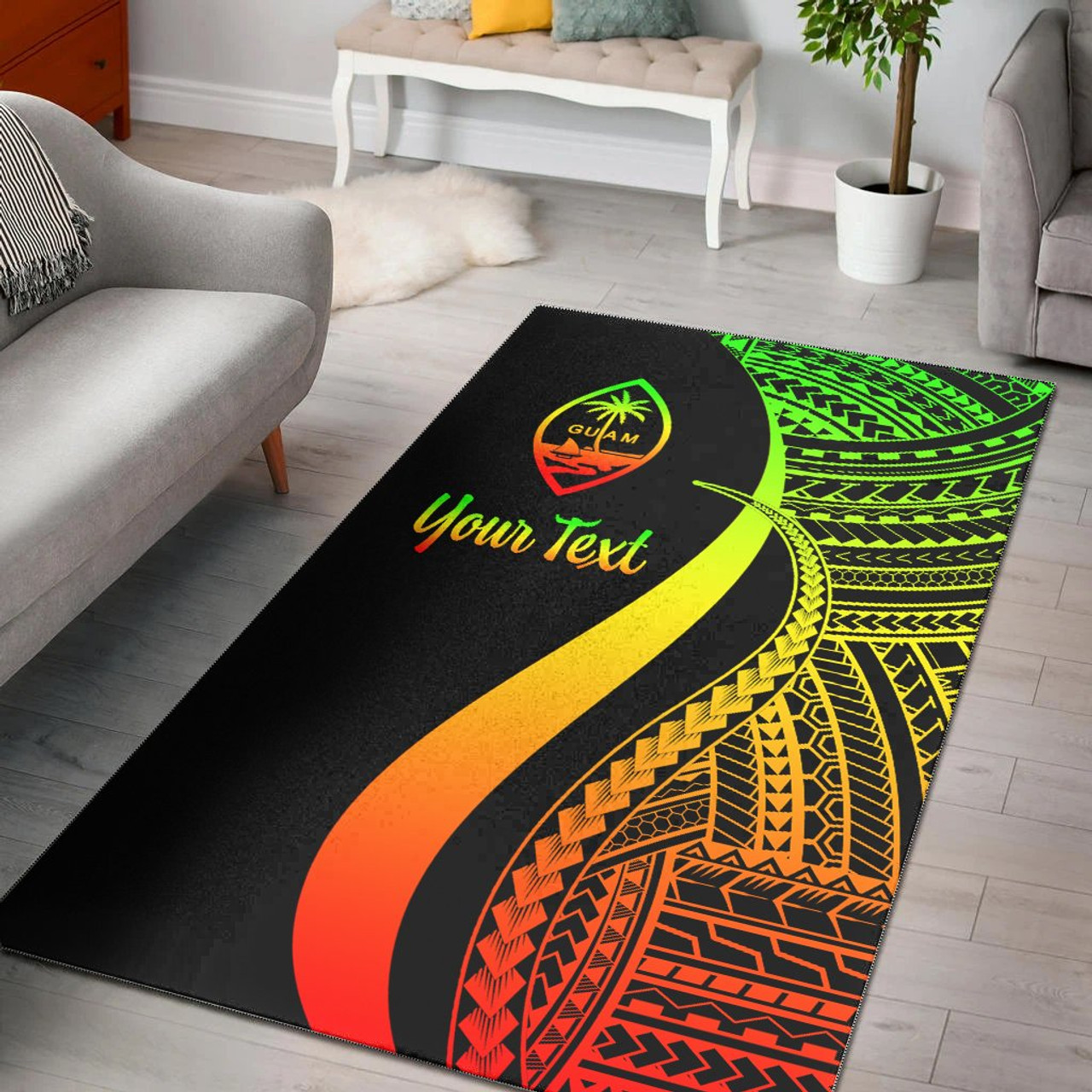 Guam Custom Personalised Area Rug - Reggae Polynesian Tentacle Tribal Pattern Polynesian 1