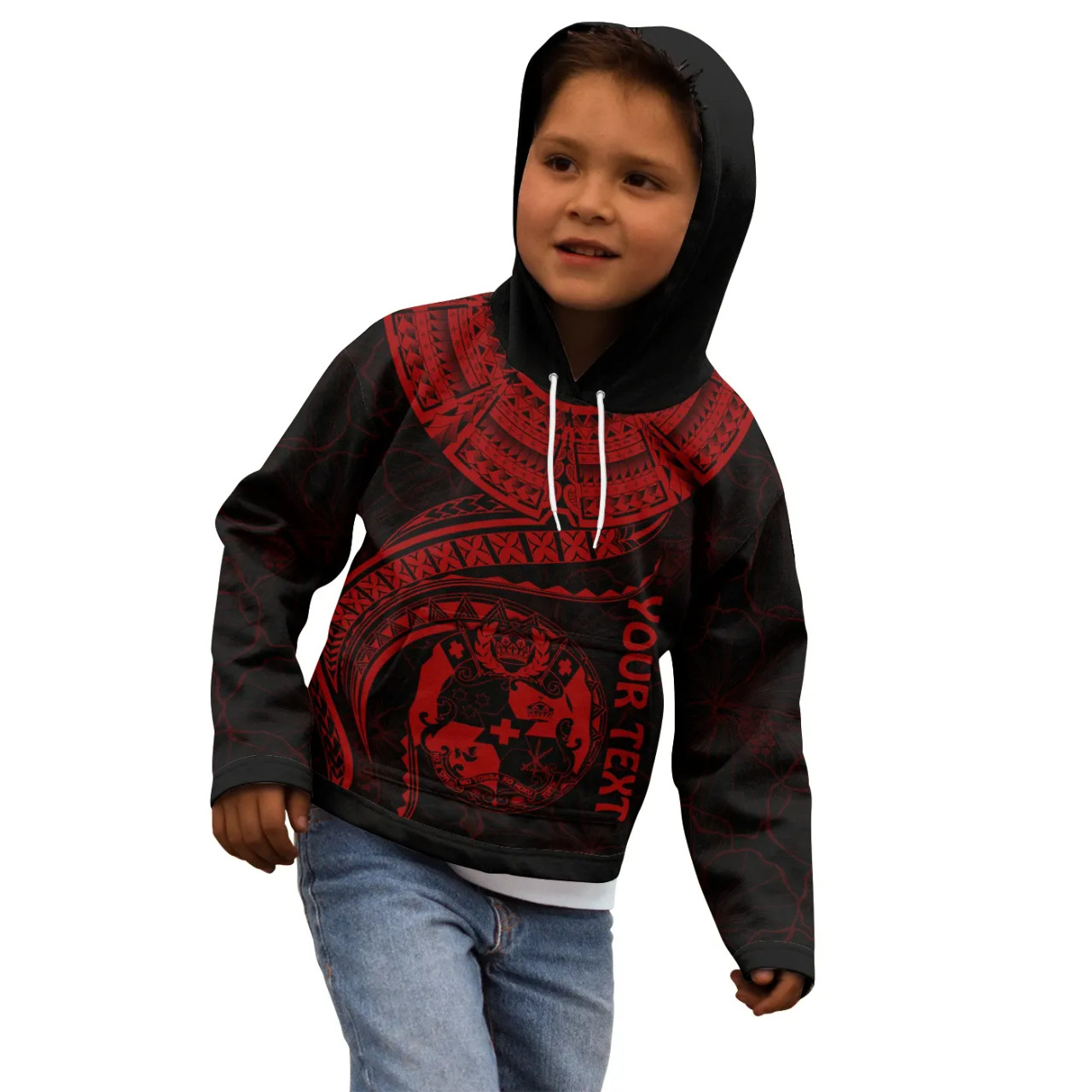 Tonga Polynesian Personalised Hoodie - Tonga Waves (Red)