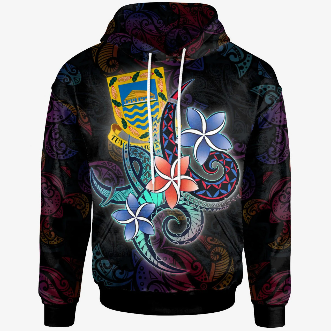 Tuvalu Hoodie - Plumeria Flowers Style