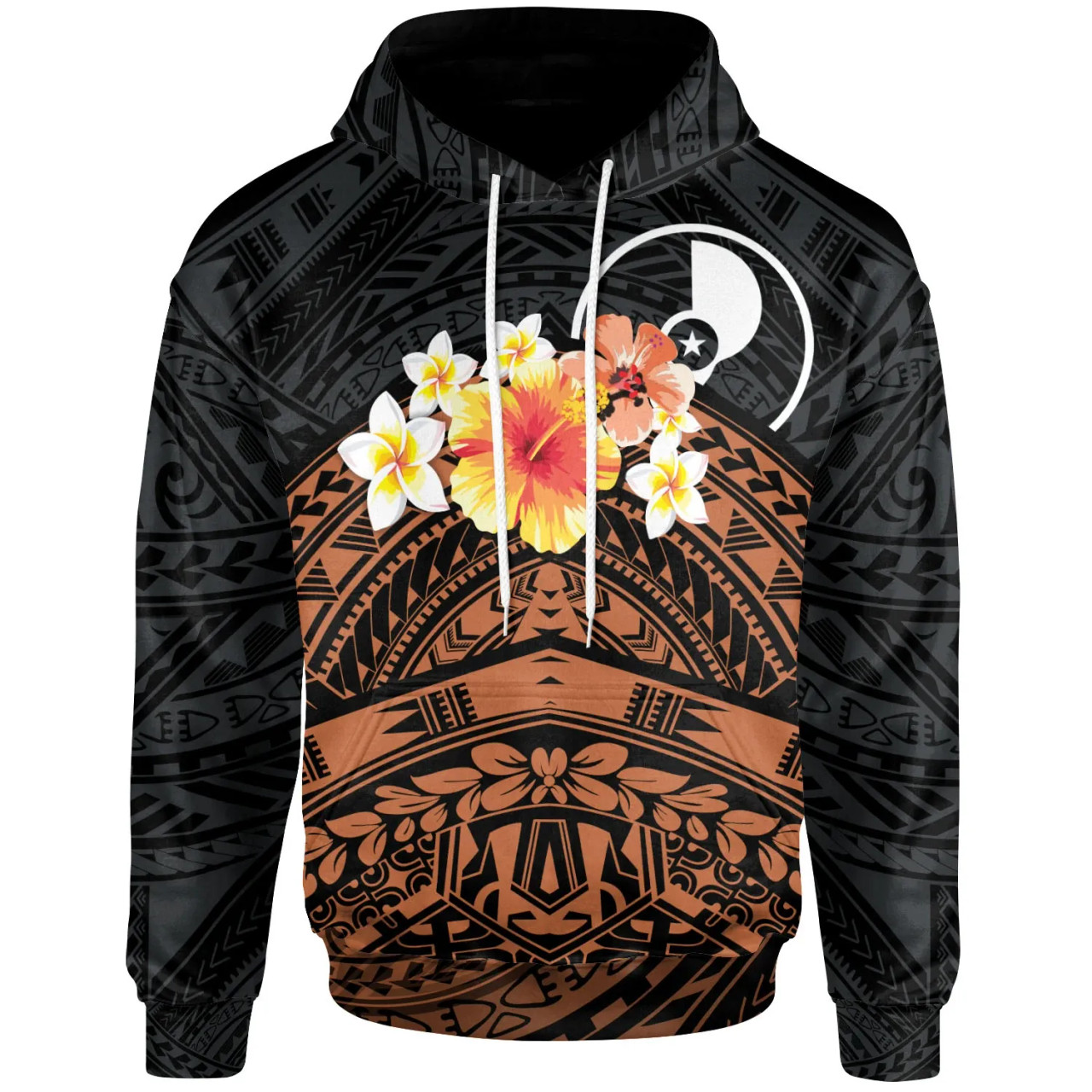 Yap Custom Personalised Hoodie - Tribal Pattern Hibiscus