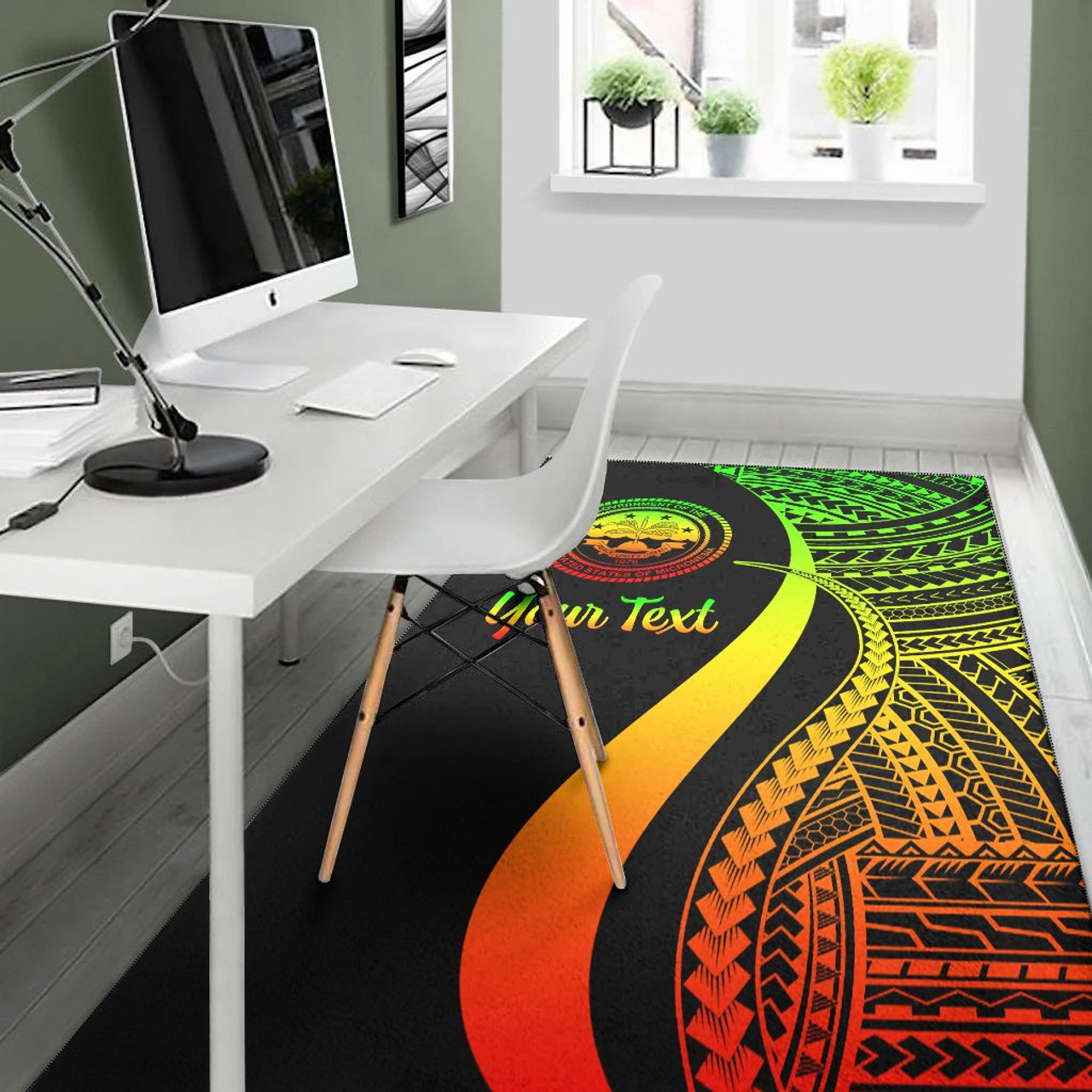 Federated States of Micronesia Custom Personalised Area Rug - Reggae Polynesian Tentacle Tribal Pattern Polynesian 4