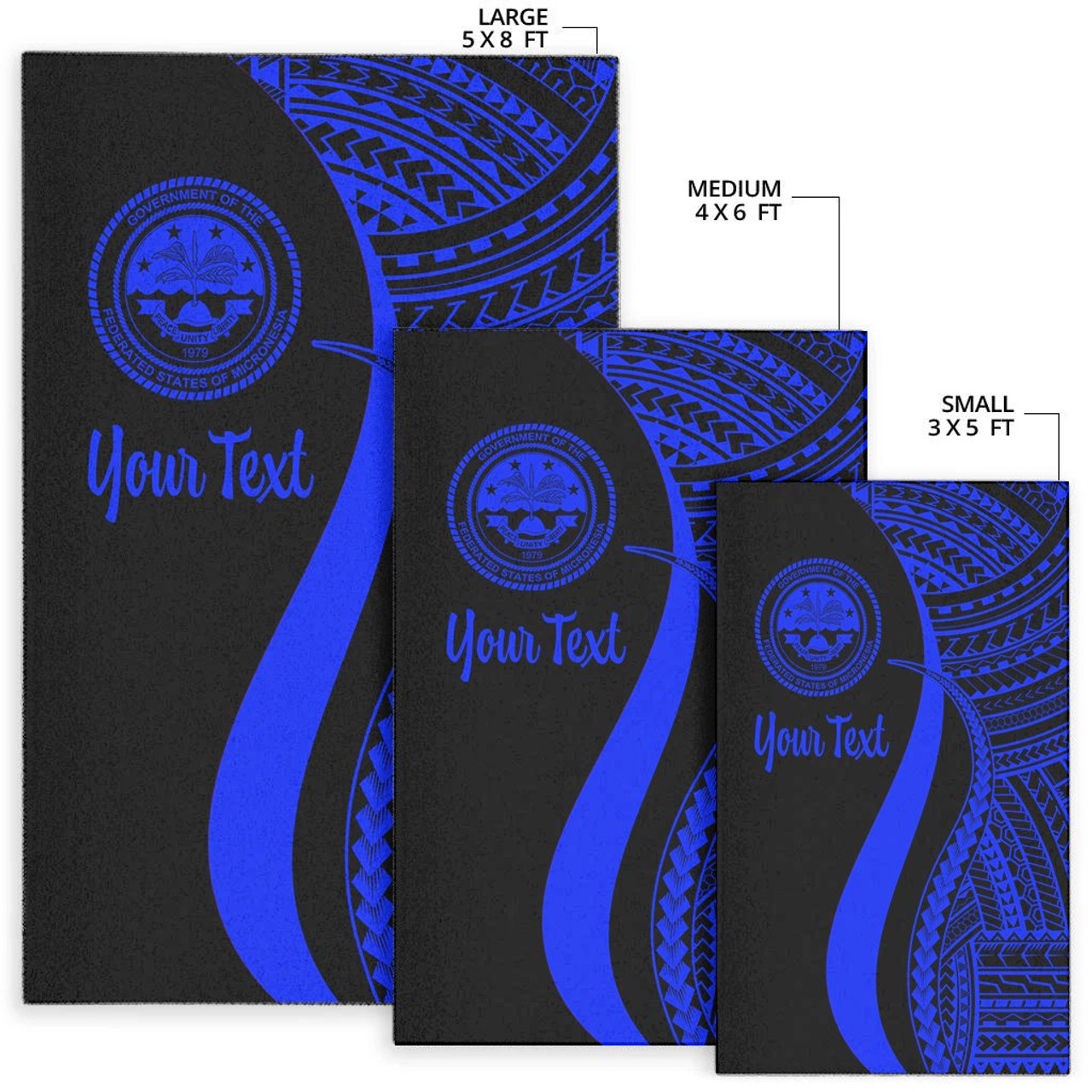 Federated States of Micronesia Custom Personalised Area Rug - Blue Polynesian Tentacle Tribal Pattern Polynesian 7