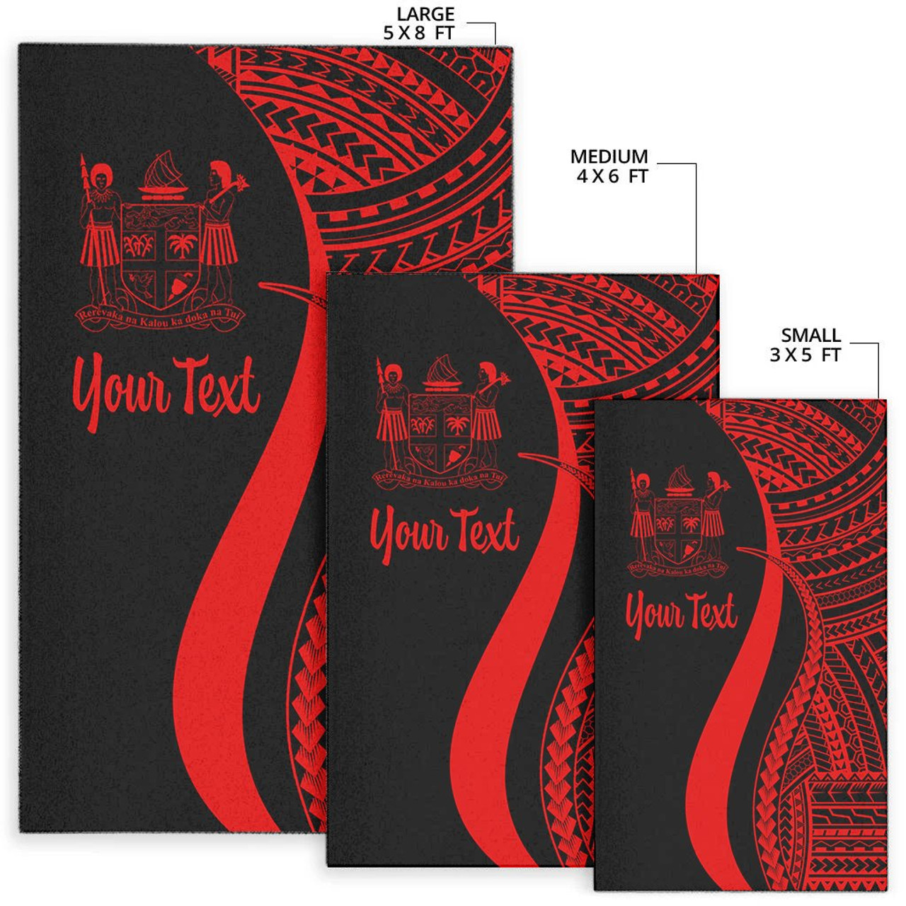 Fiji Custom Personalised Area Rug - Red Polynesian Tentacle Tribal Pattern Crest Polynesian 7