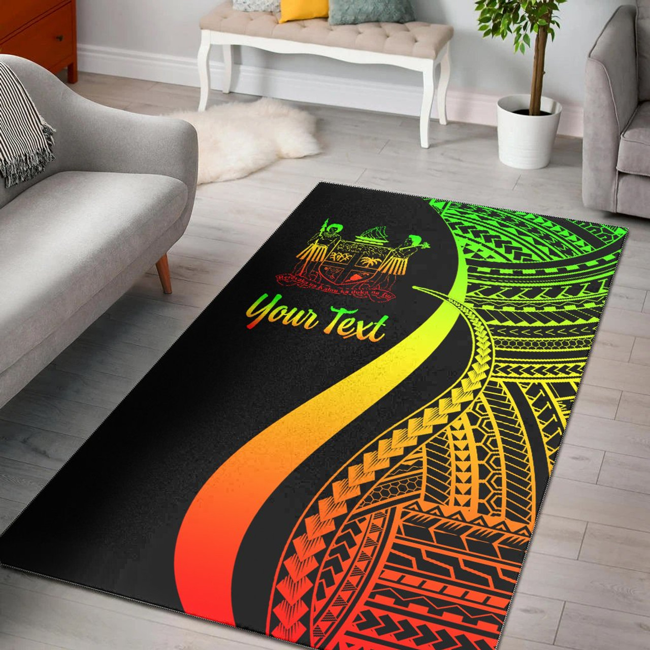 Fiji Custom Personalised Area Rug - Reggae Polynesian Tentacle Tribal Pattern Crest Polynesian 1