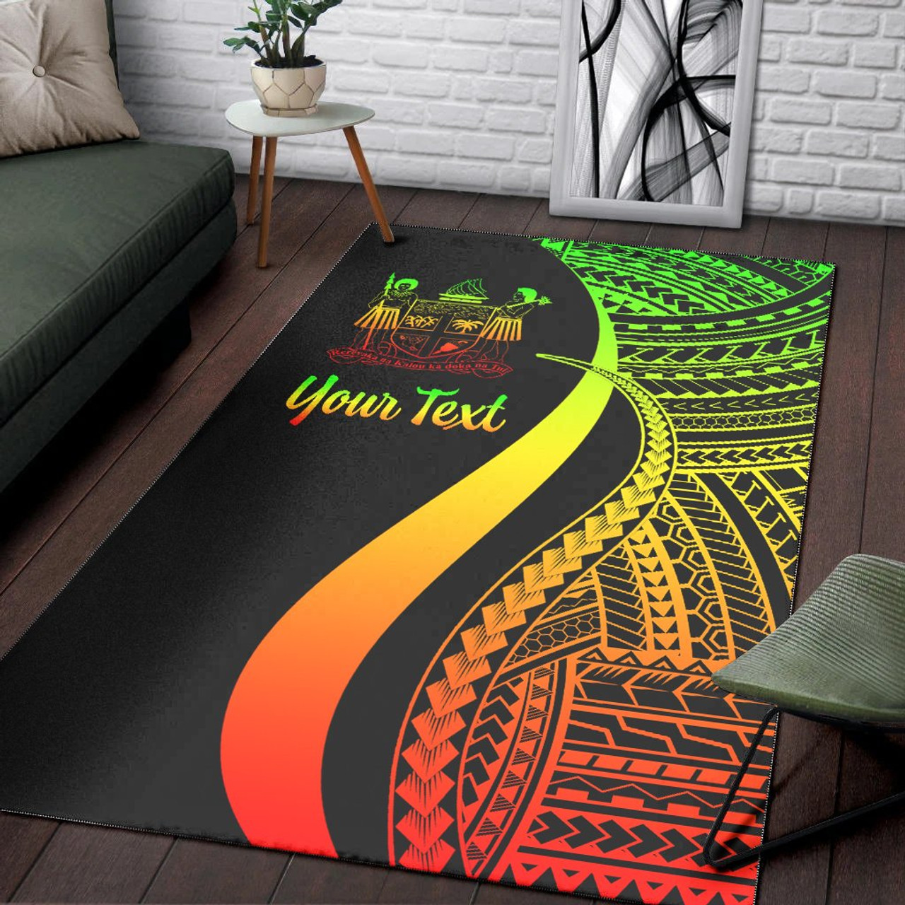 Fiji Custom Personalised Area Rug - Reggae Polynesian Tentacle Tribal Pattern Crest Polynesian 3