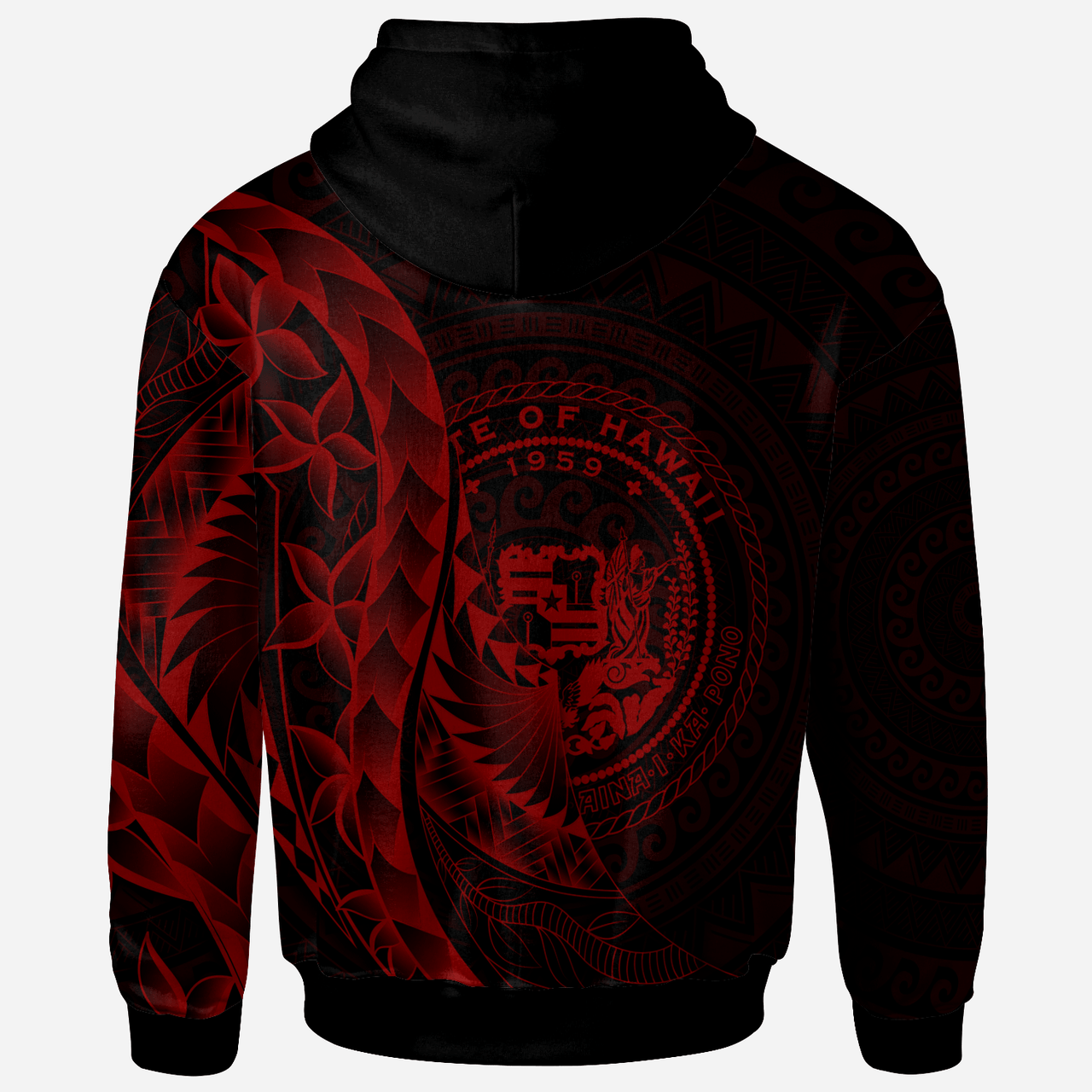 Hawaii Hoodie - Custom Personalised Polynesian Pattern Style Red Color