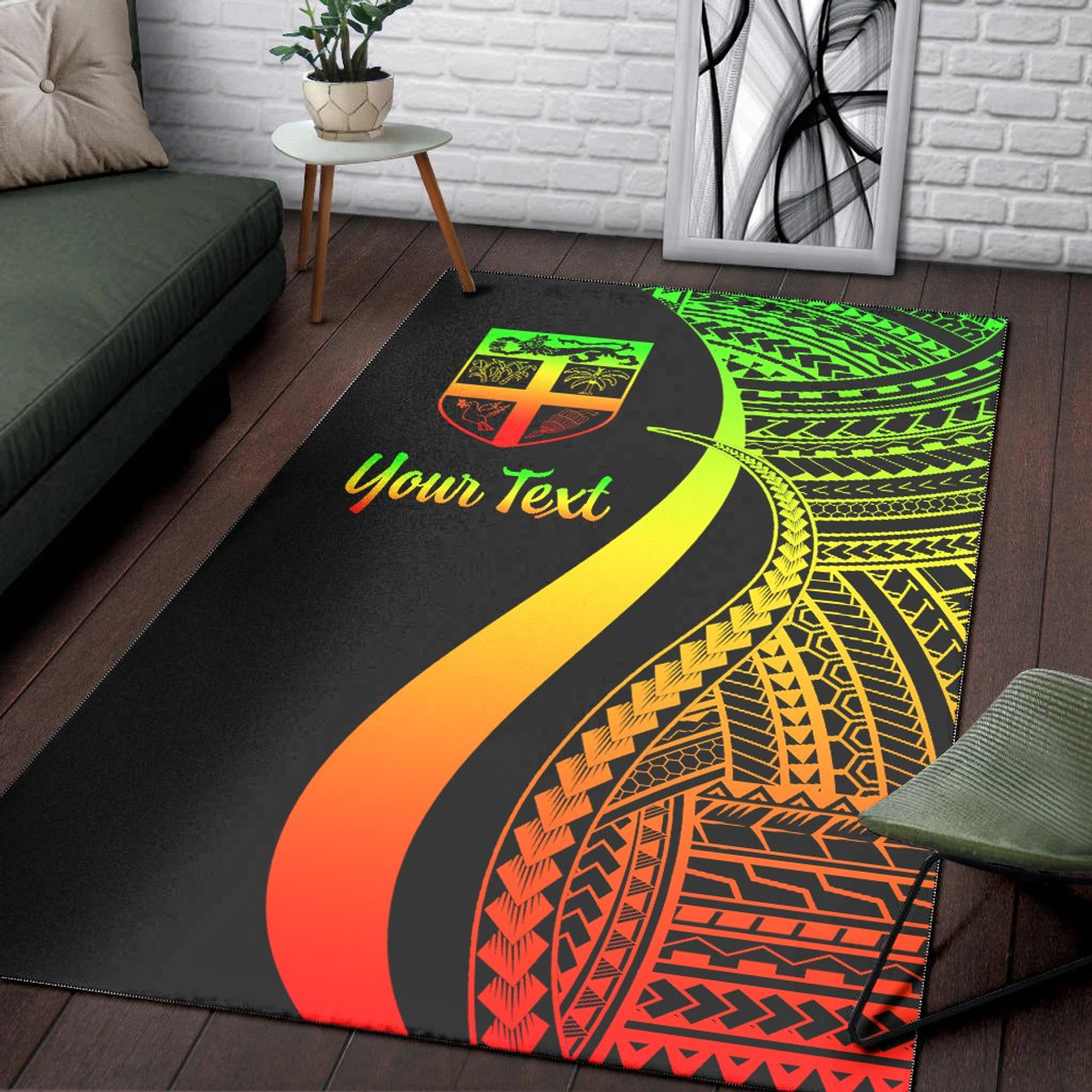 Fiji Custom Personalised Area Rug - Reggae Polynesian Tentacle Tribal Pattern Polynesian 3