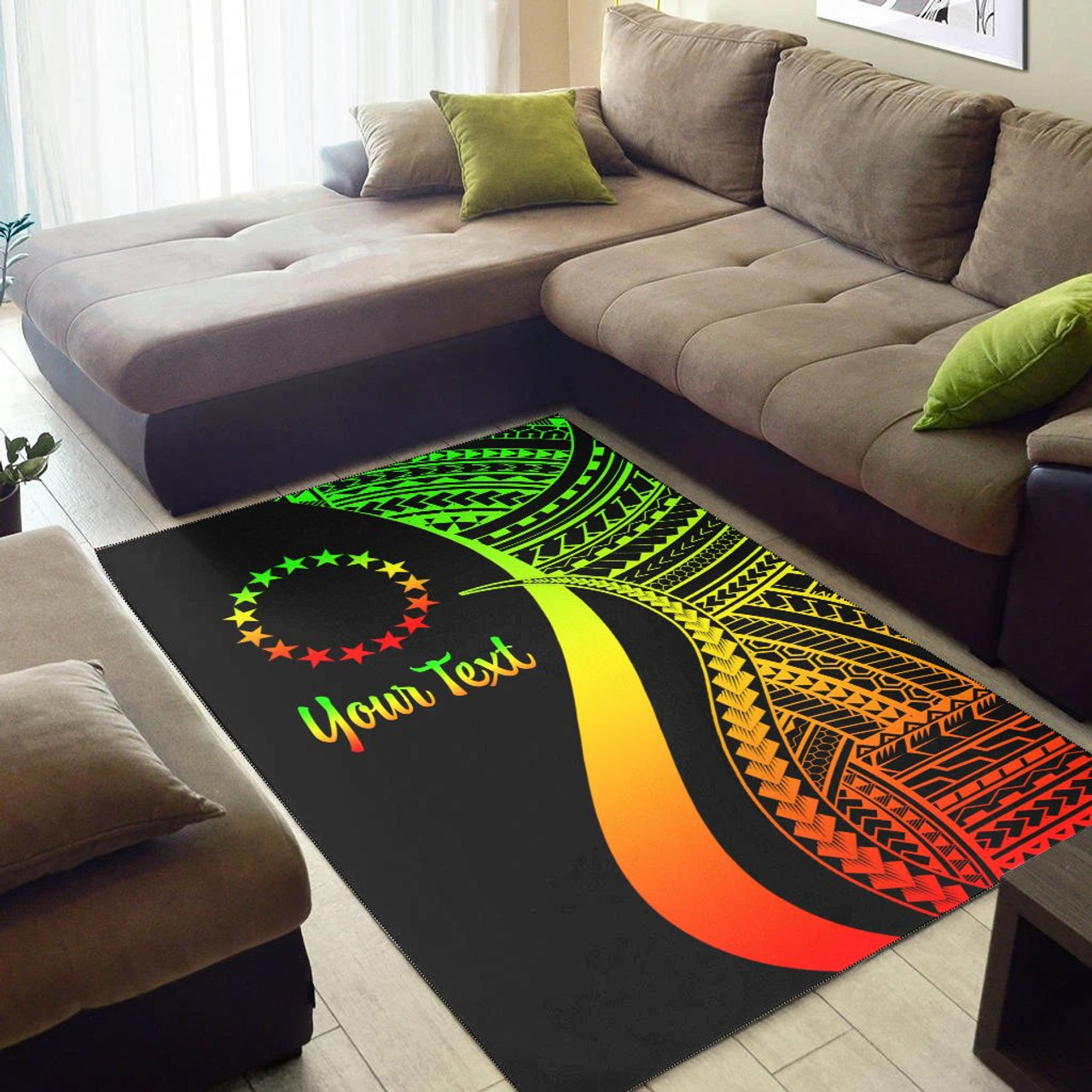 Cook Islands Custom Personalised Area Rug - Reggae Polynesian Tentacle Tribal Pattern Polynesian 2