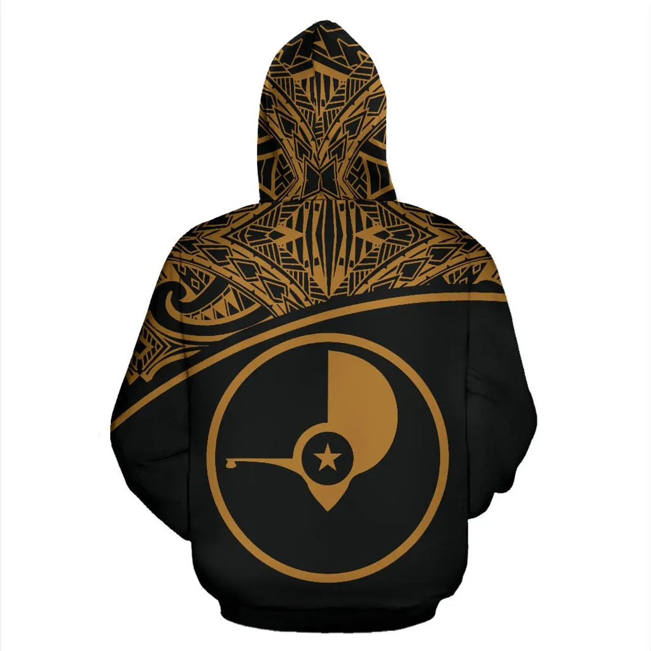 Yap All Over Custom Personalised Hoodie - Micronesian Gold Curve