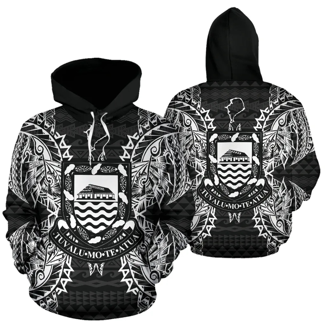 Tuvalu Polynesian ll Over Hoodie Map Black