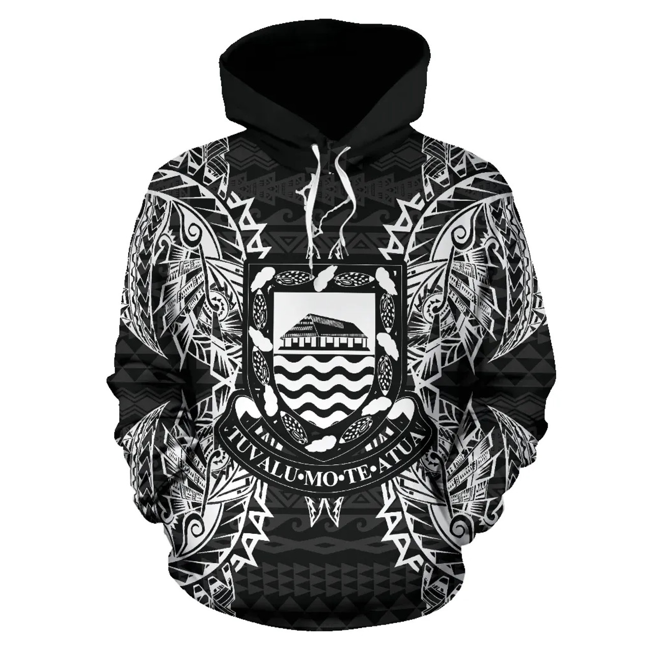 Tuvalu Polynesian ll Over Hoodie Map Black