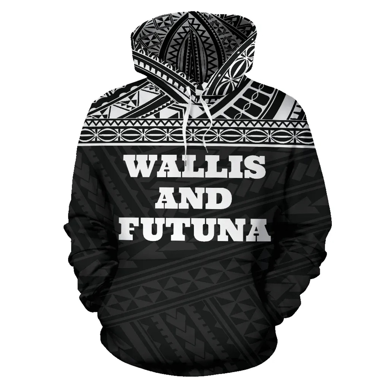 Wallis And Futuna All Over Hoodie - Polynesian Black Version