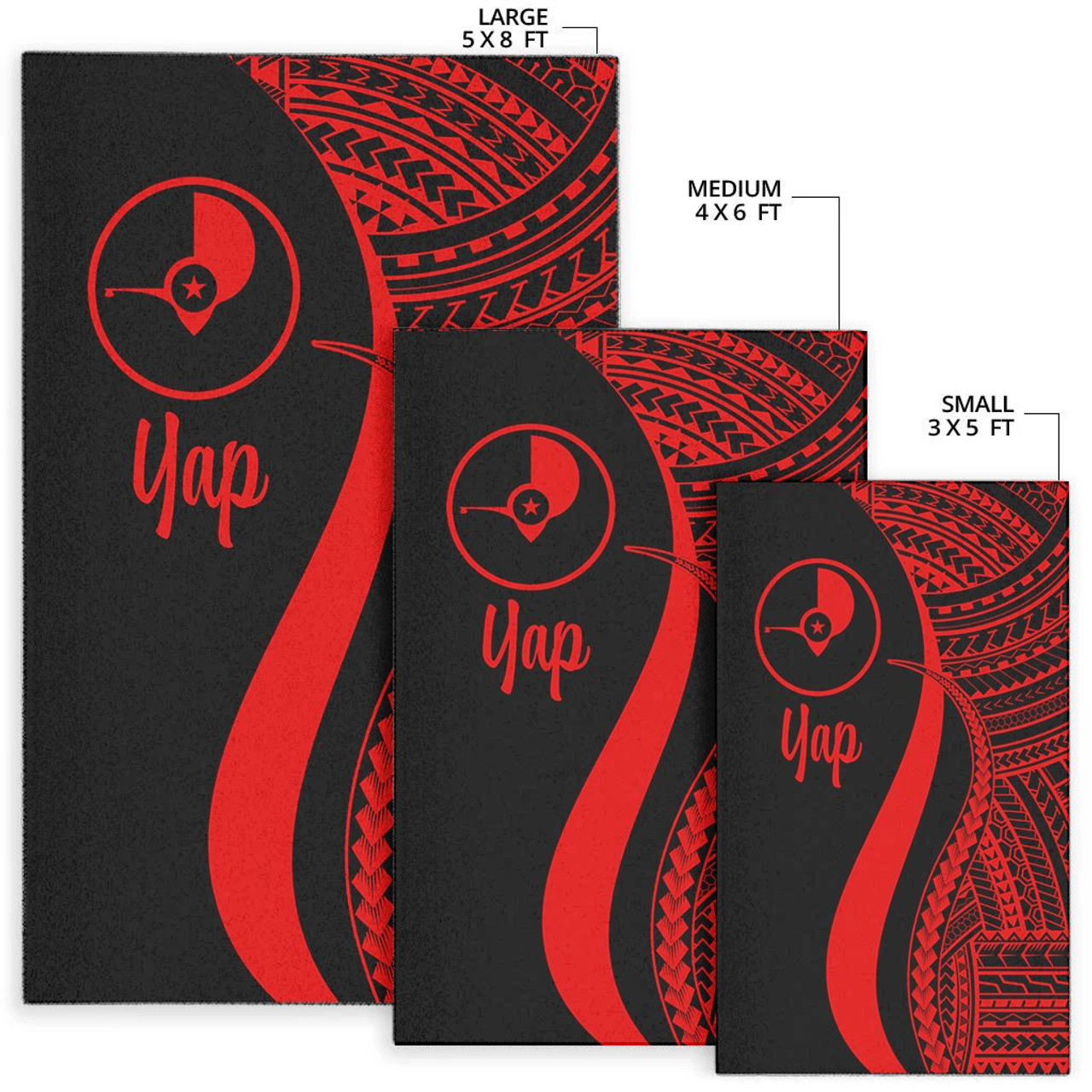 Yap Area Rug - Red Polynesian Tentacle Tribal Pattern Polynesian 7