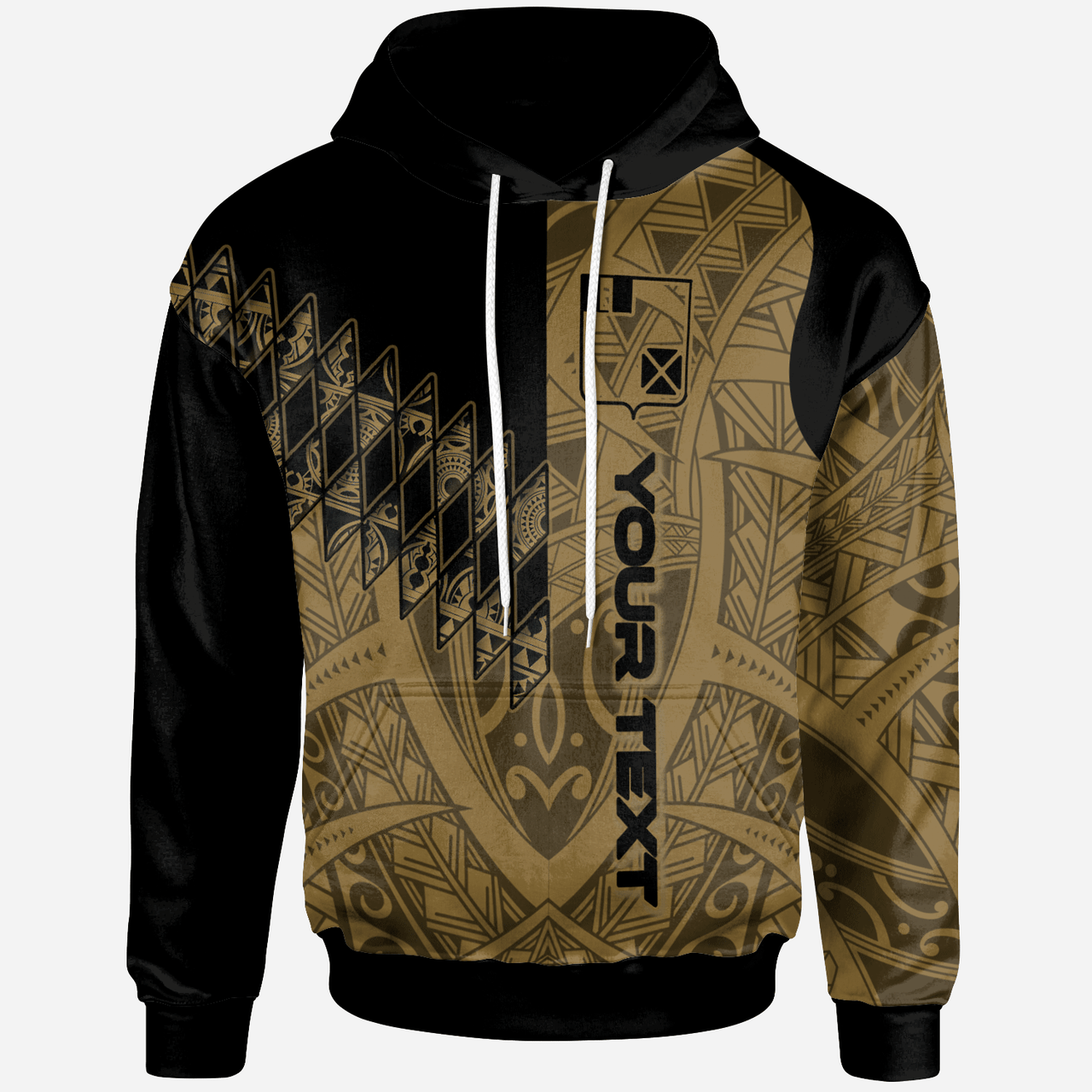 Wallis and Futuna Custom Personalised Hoodie - Gold Color Symmetry Style