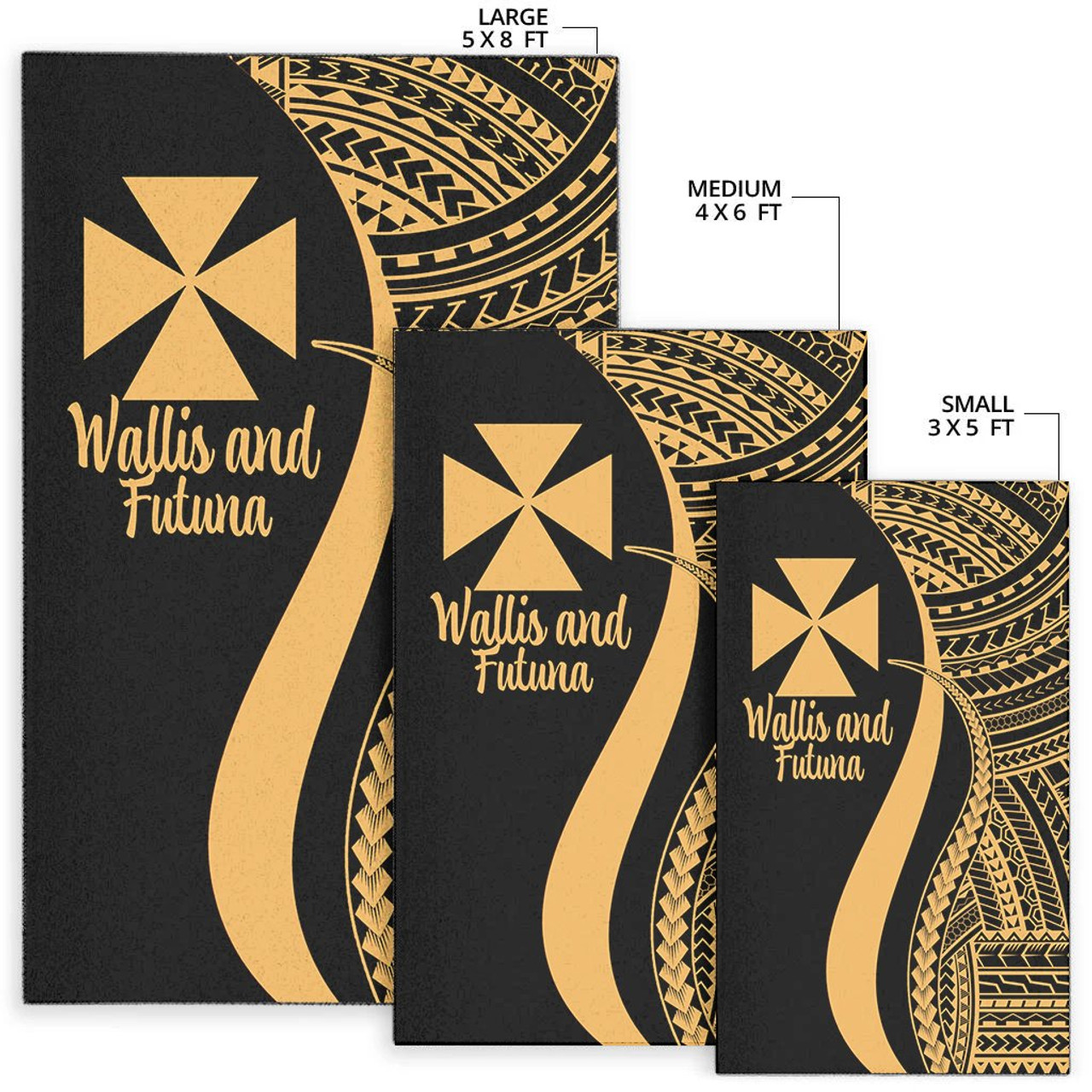 Wallis and Futuna Area Rug - Gold Polynesian Tentacle Tribal Pattern Polynesian 7