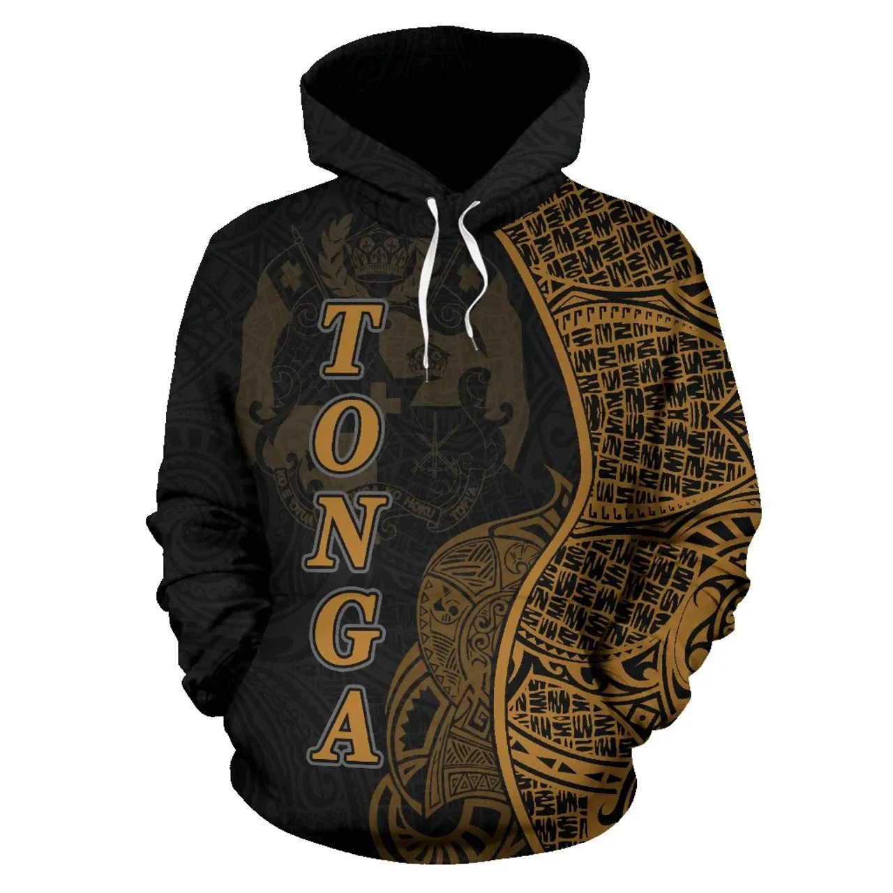 Tonga Polynesian Hoodie Coconut Tree Gold