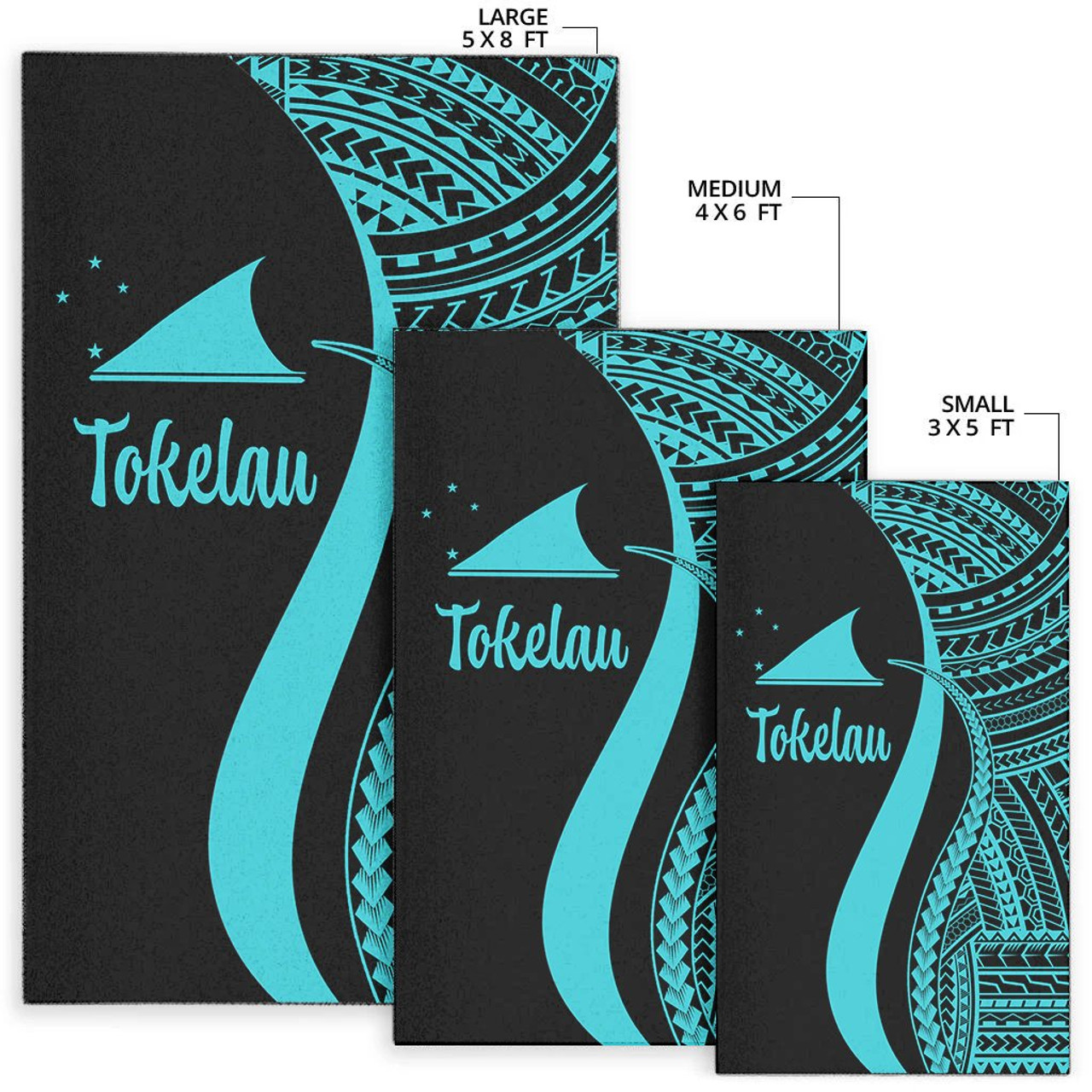 Tokelau Area Rug - Turquoise Polynesian Tentacle Tribal Pattern Polynesian 7