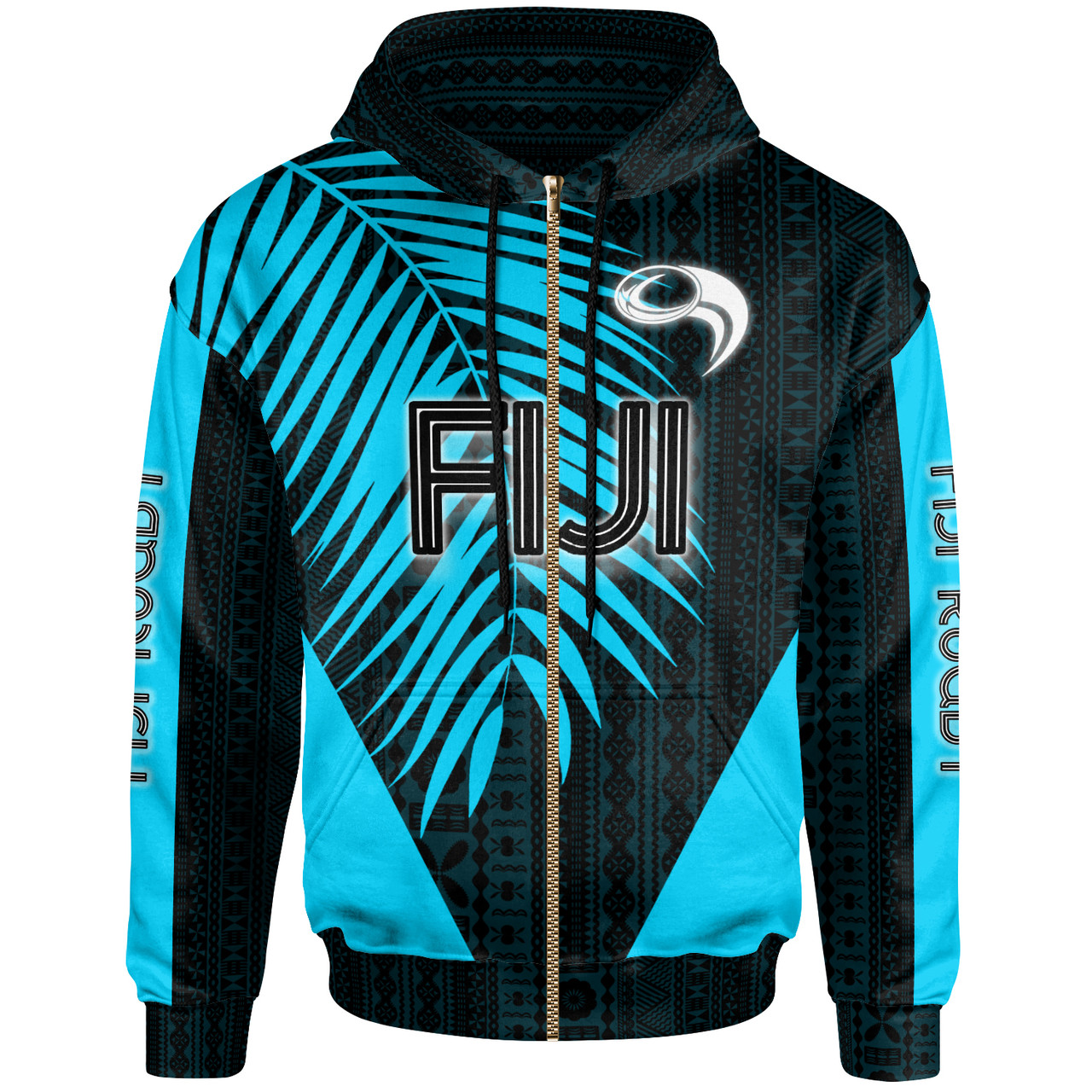 Fiji Hoodie - Rugby With Palm Leaf