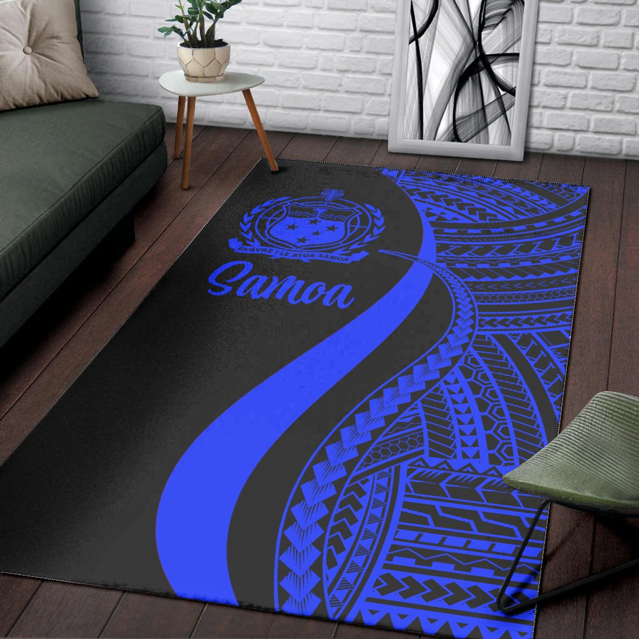 Samoa Area Rug - Blue Polynesian Tentacle Tribal Pattern Polynesian 3