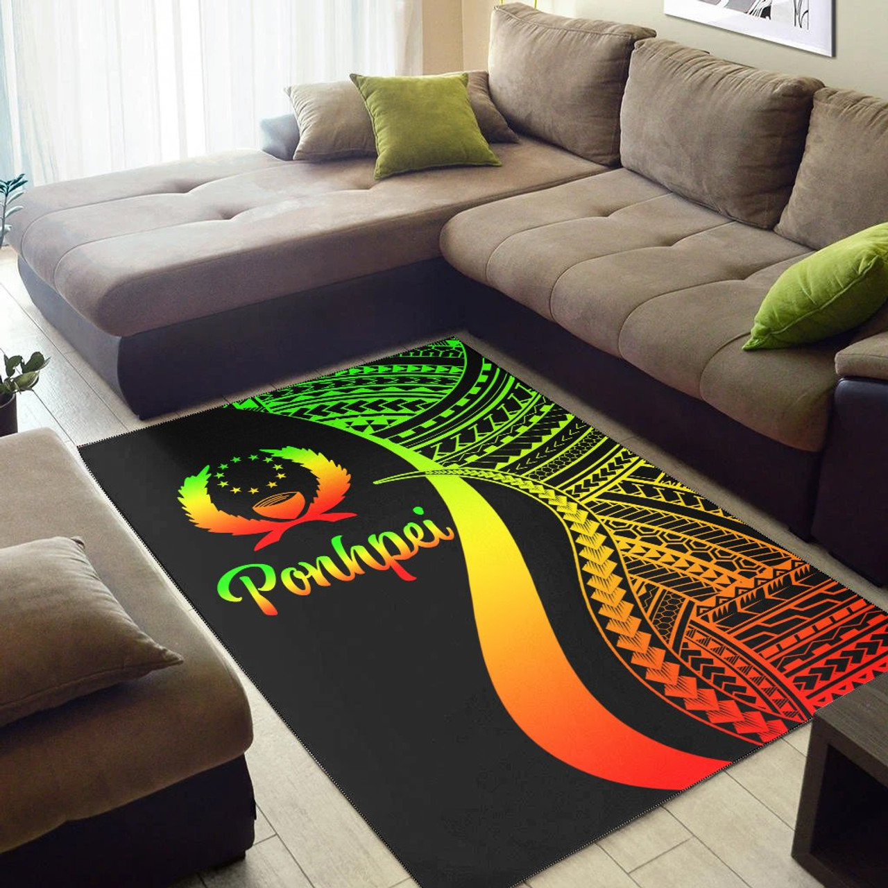 Pohnpei Area Rug - Reggae Polynesian Tentacle Tribal Pattern Polynesian 2