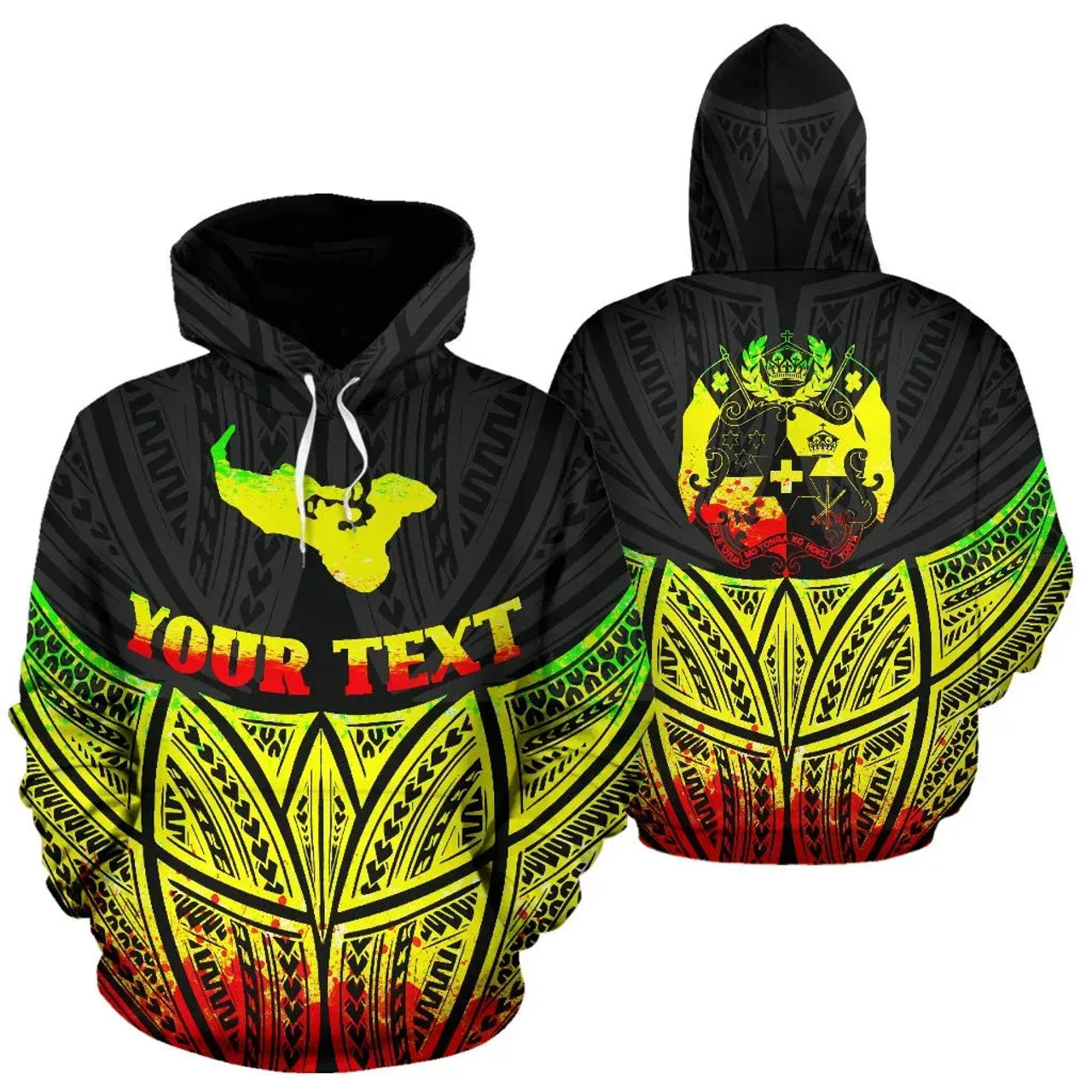 Tonga Polynesian Custom Personalised Hoodie Reggae Pride Map nd Seal
