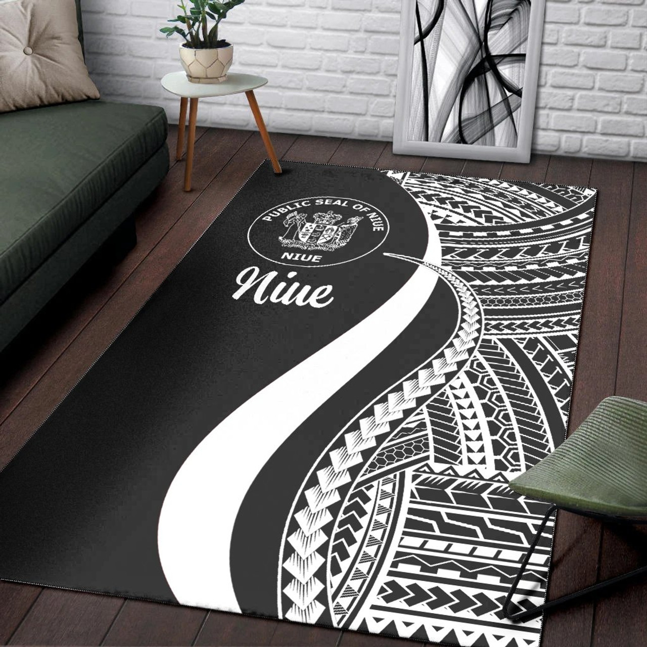 Niue Area Rug - White Polynesian Tentacle Tribal Pattern Polynesian 3