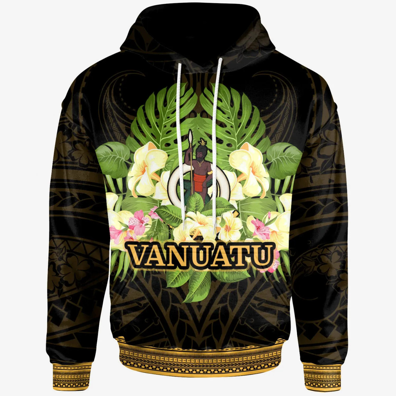 Vanuatu Hoodie - Polynesian Gold Patterns Collection