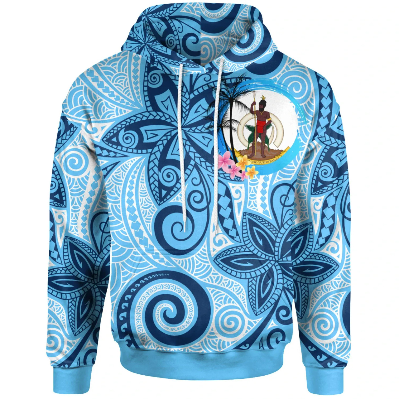 Vanuatu Hoodie - Tribal Plumeria Pattern