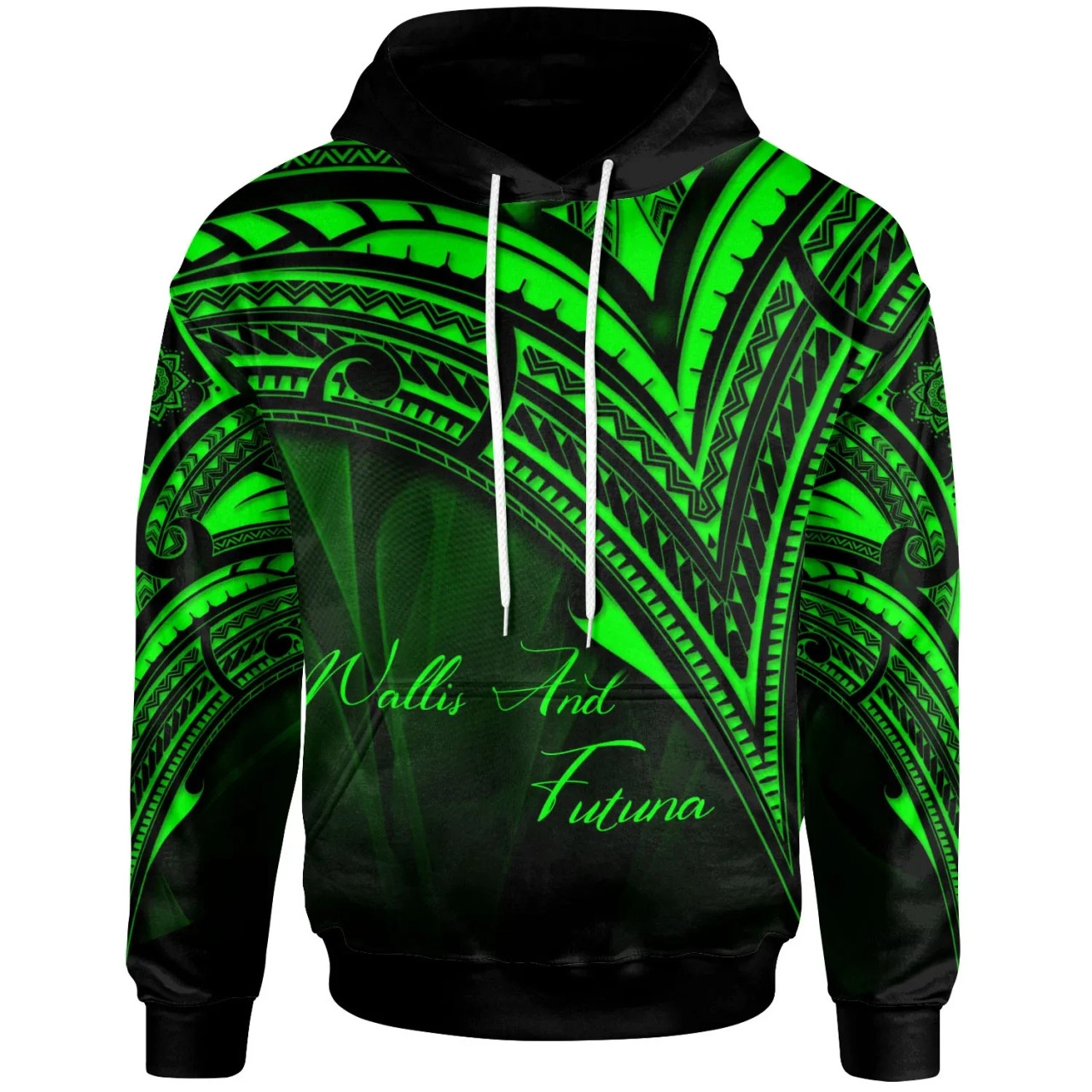 Wallis and Futuna Hoodie - Green Color Cross Style