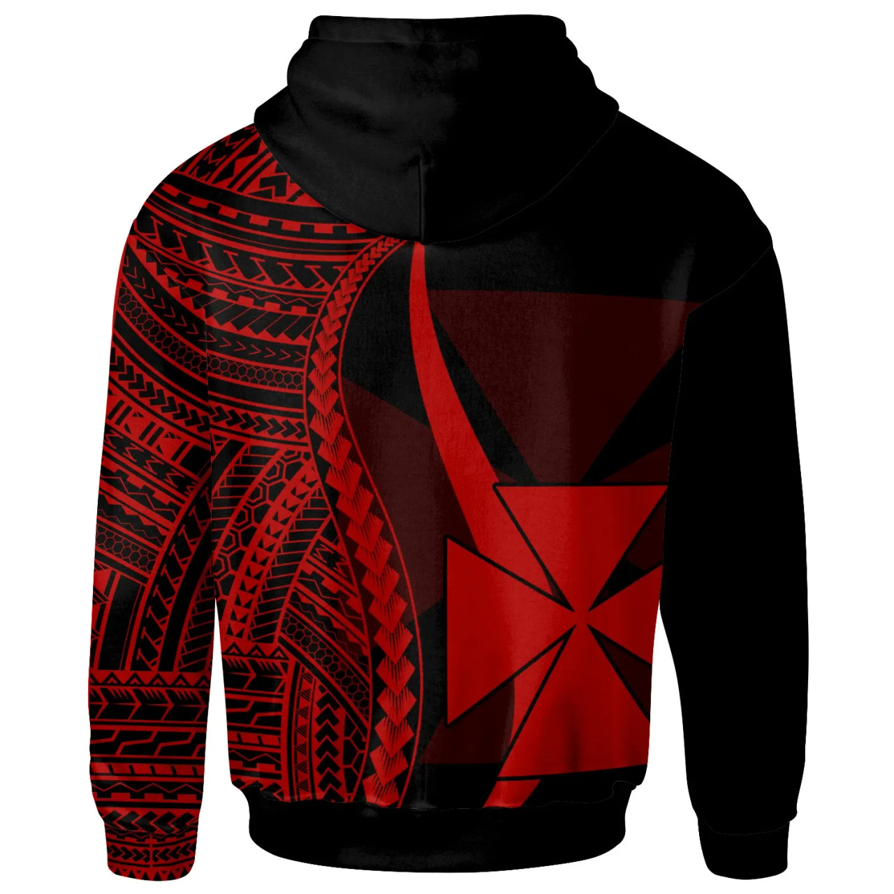 Wallis and Futuna Hoodie Red - Tentacle Tribal Pattern