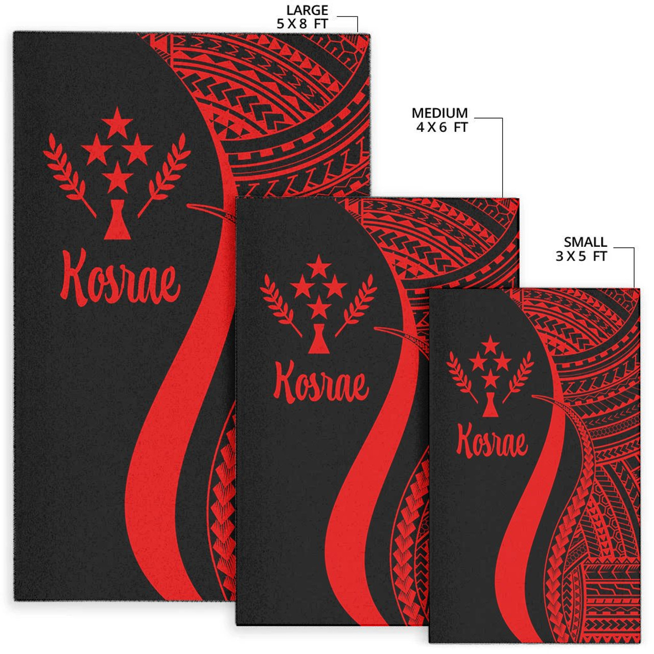 Kosrae Area Rug - Red Polynesian Tentacle Tribal Pattern Polynesian 7