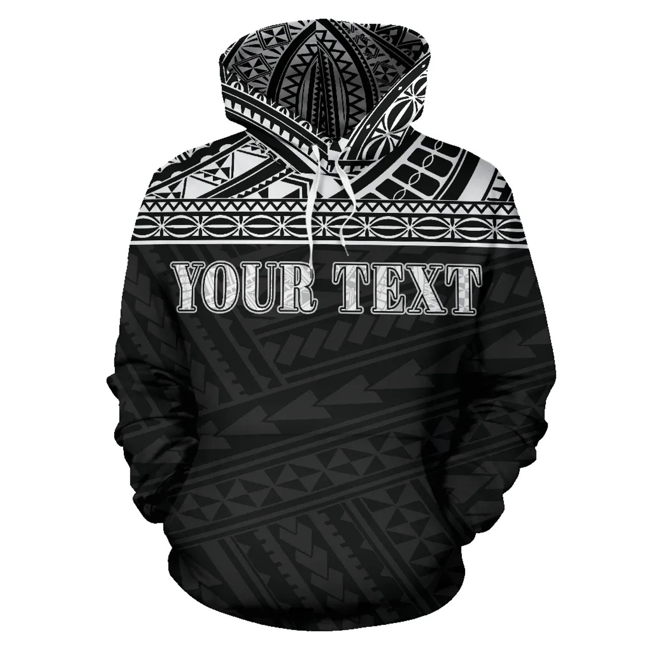 Guam Polynesian All Over Custom Personalised Hoodie - Black Horizontal Style