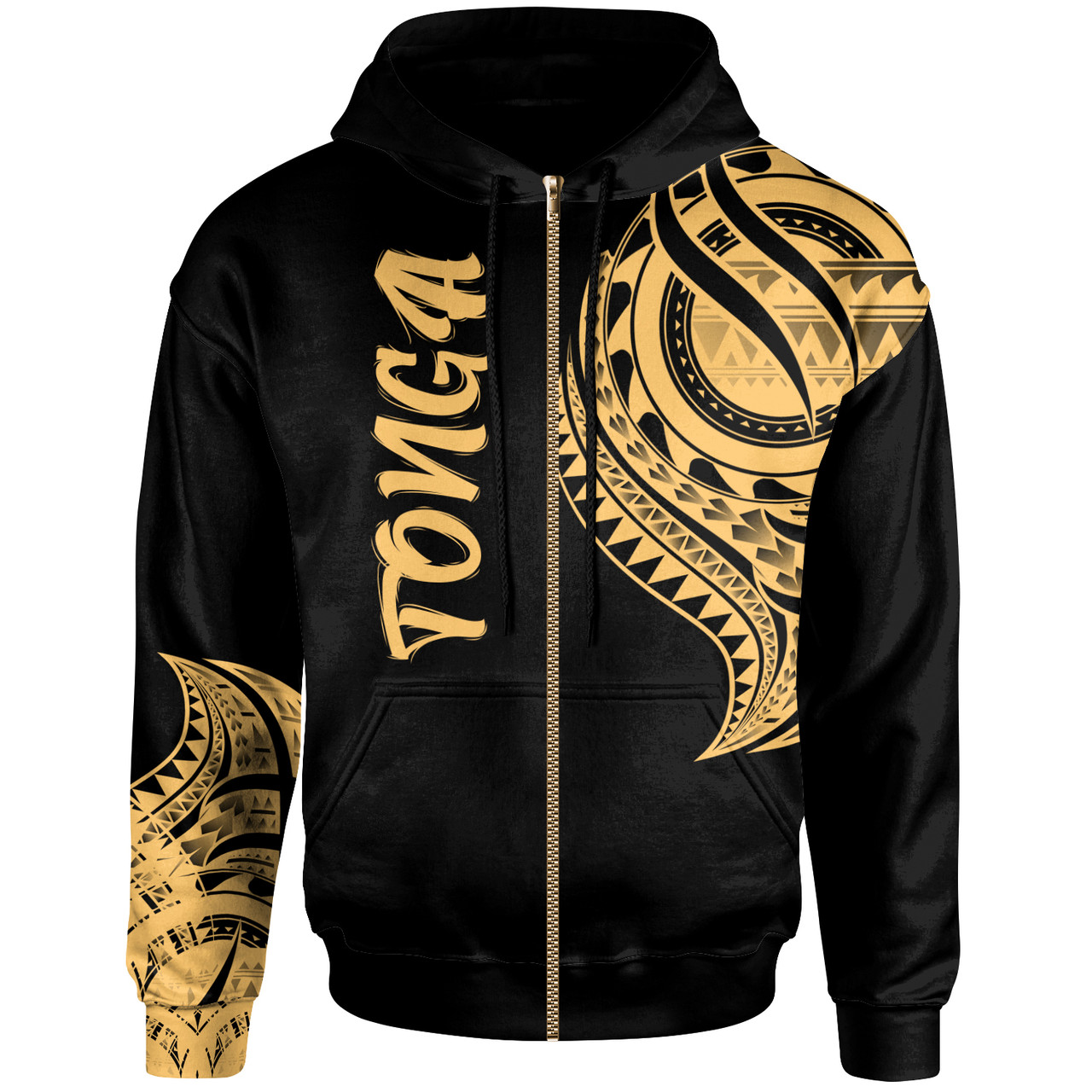 Tonga Hoodie - Tonga Tatau Gold Patterns