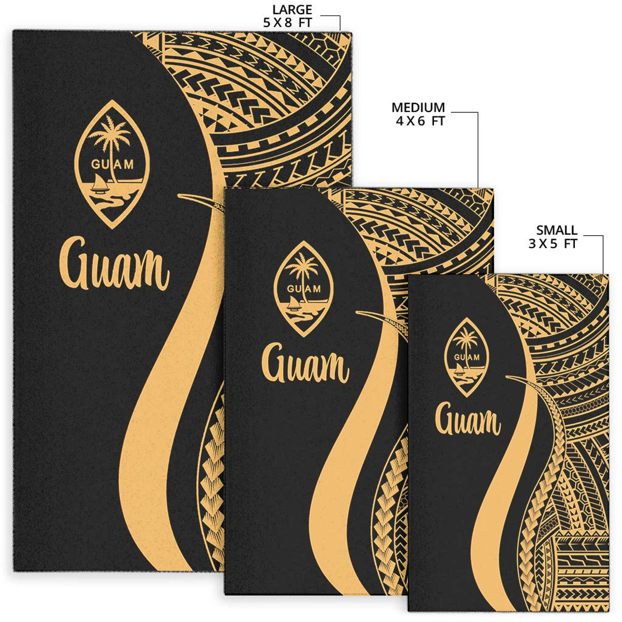 Guam Area Rug - Gold Polynesian Tentacle Tribal Pattern Polynesian 7