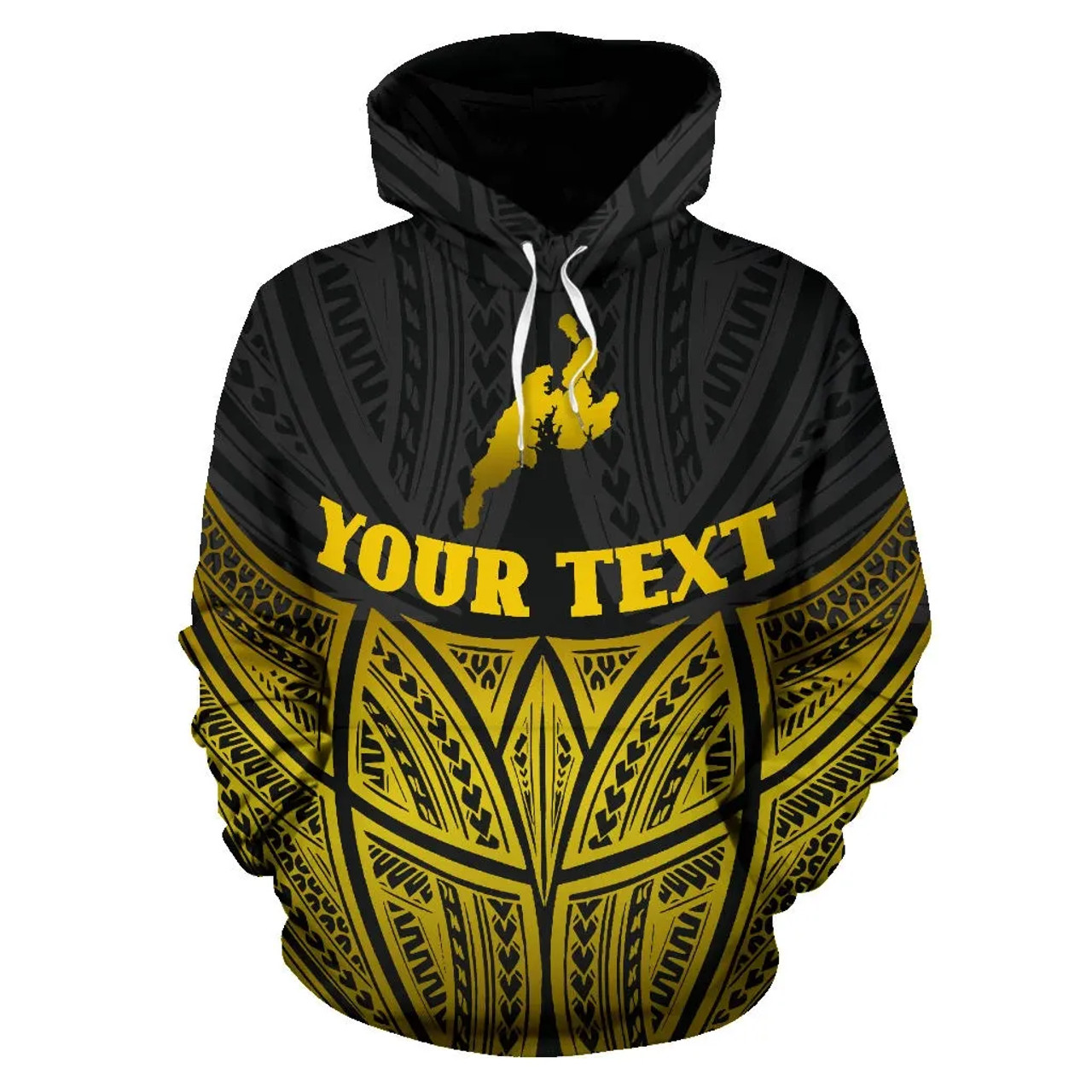 Yap Polynesian Custom Personalised Hoodie Gold Pride Map nd Seal