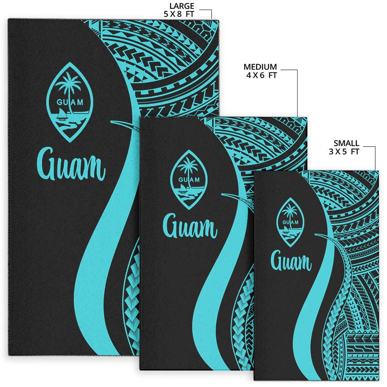 Guam Area Rug - Turquoise Polynesian Tentacle Tribal Pattern Polynesian 7